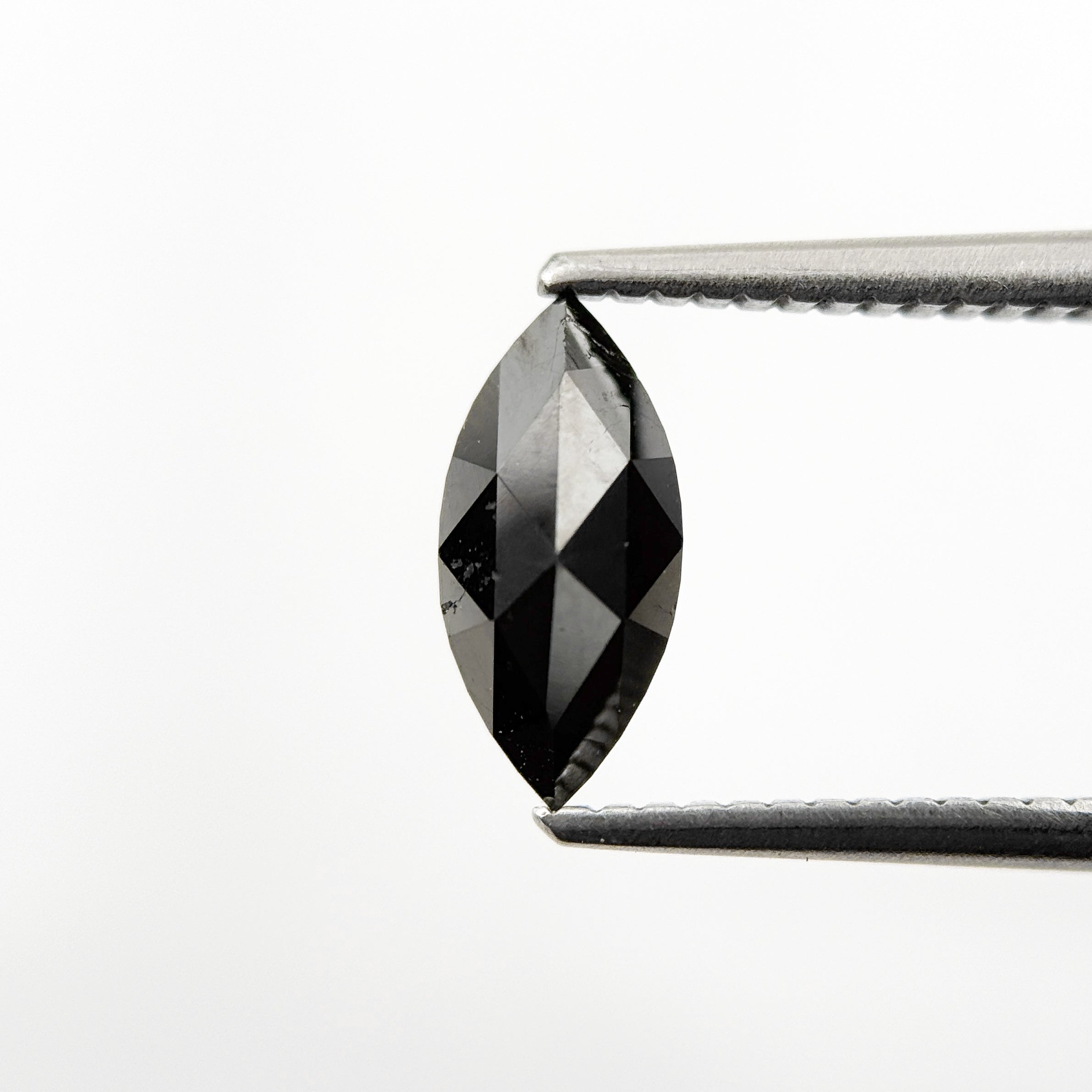 1.01 Ct Marquise Rose Cut Black Natural Salt and Pepper Diamond