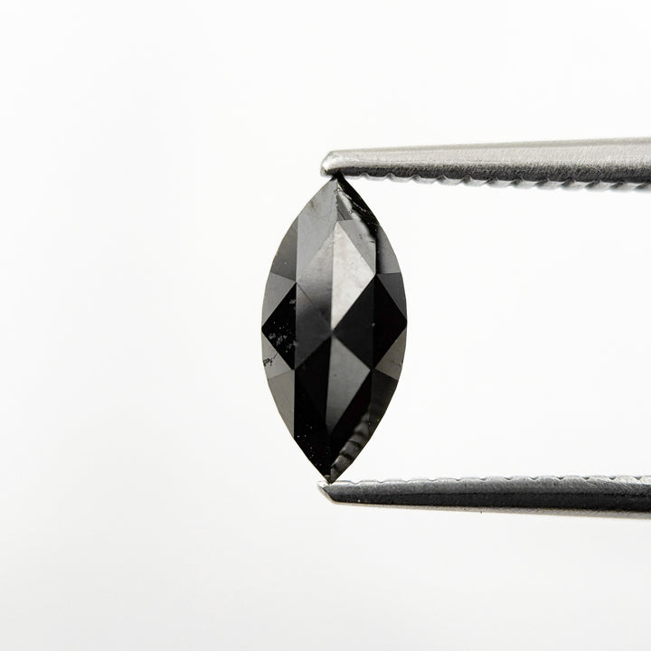 1.01 Ct Marquise Rose Cut Black Natural Salt and Pepper Diamond