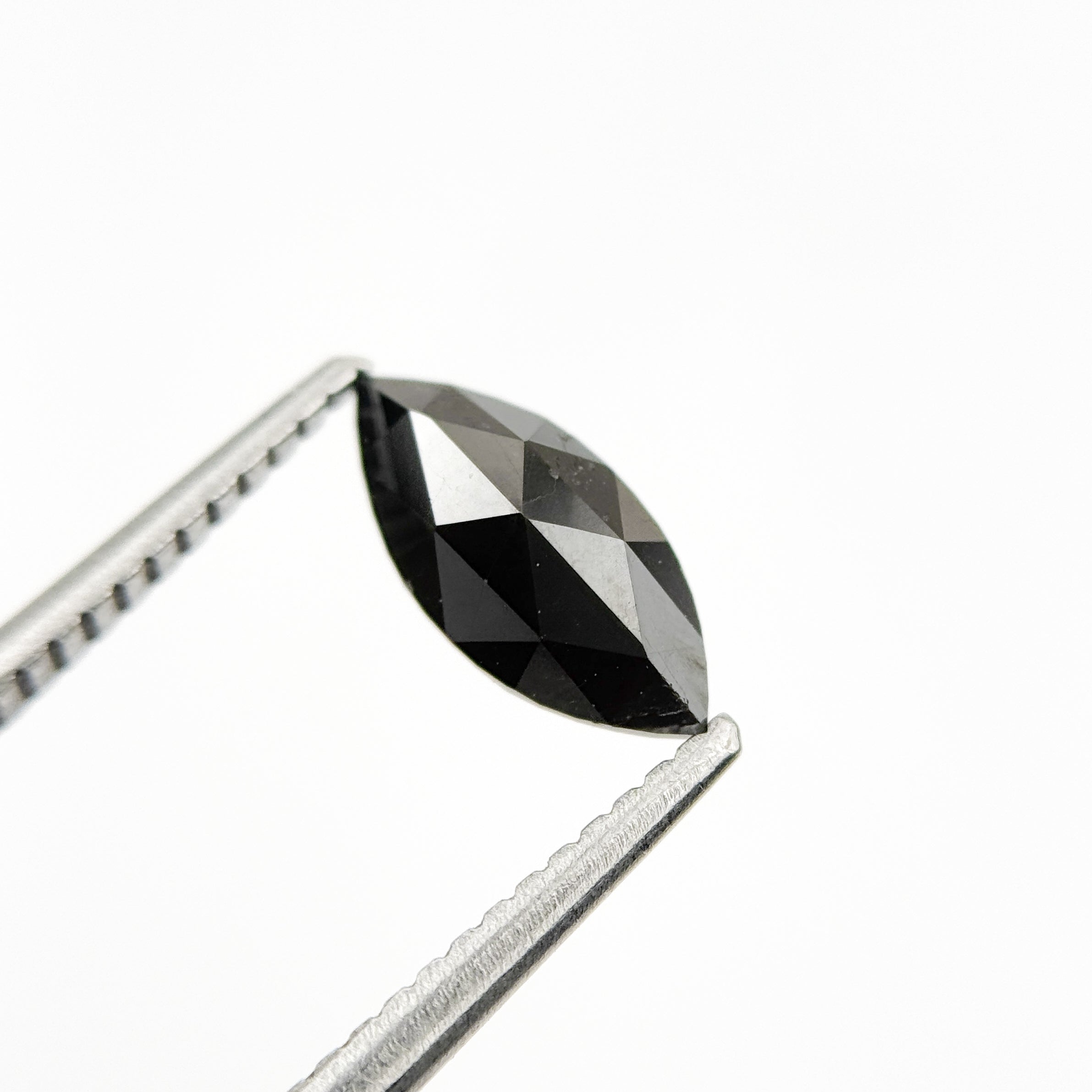 1.01 Ct Marquise Rose Cut Black Natural Salt and Pepper Diamond