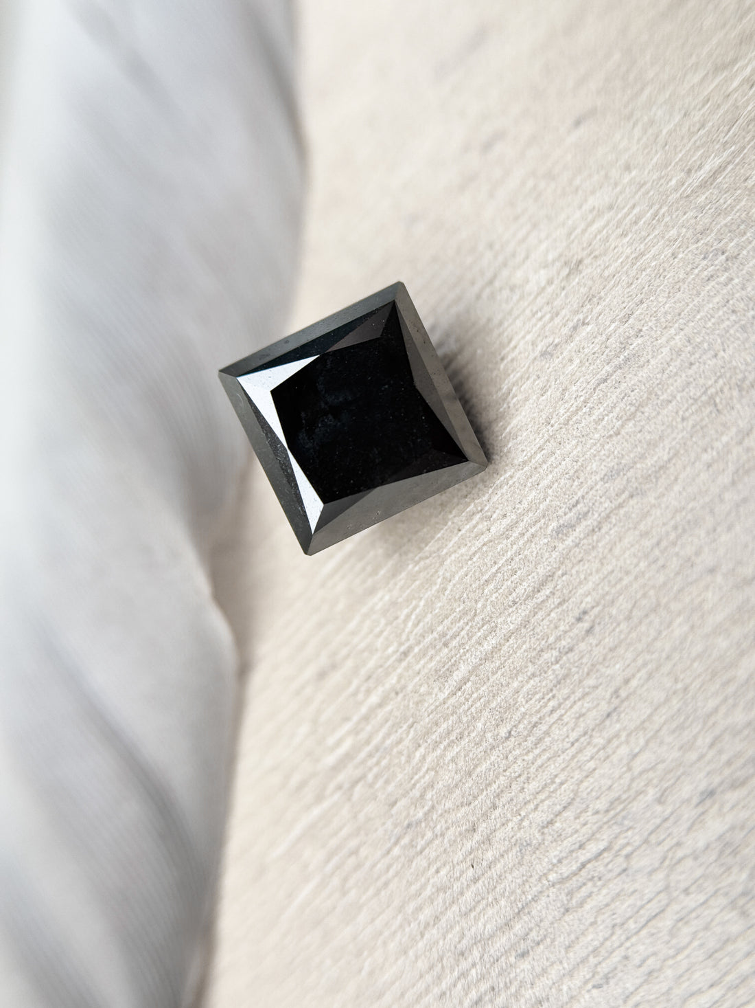 2.58 Ct Square Princess Rose Cut Black Natural Salt and Pepper Diamond