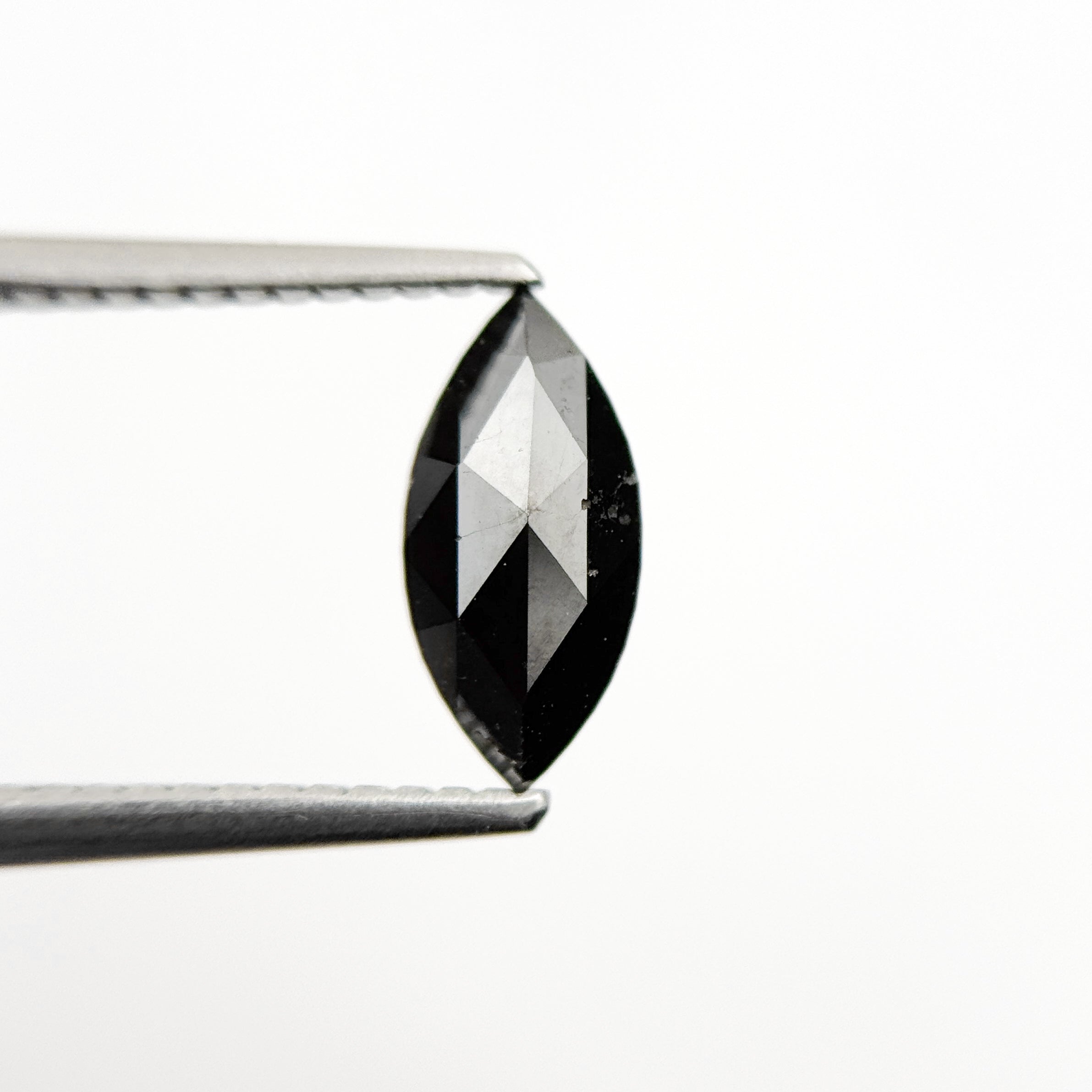 1.01 Ct Marquise Rose Cut Black Natural Salt and Pepper Diamond
