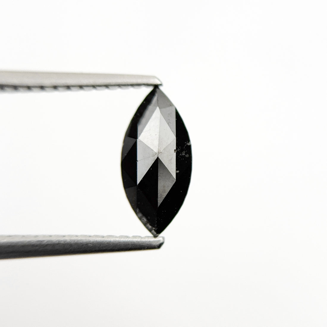 1.01 Ct Marquise Rose Cut Black Natural Salt and Pepper Diamond