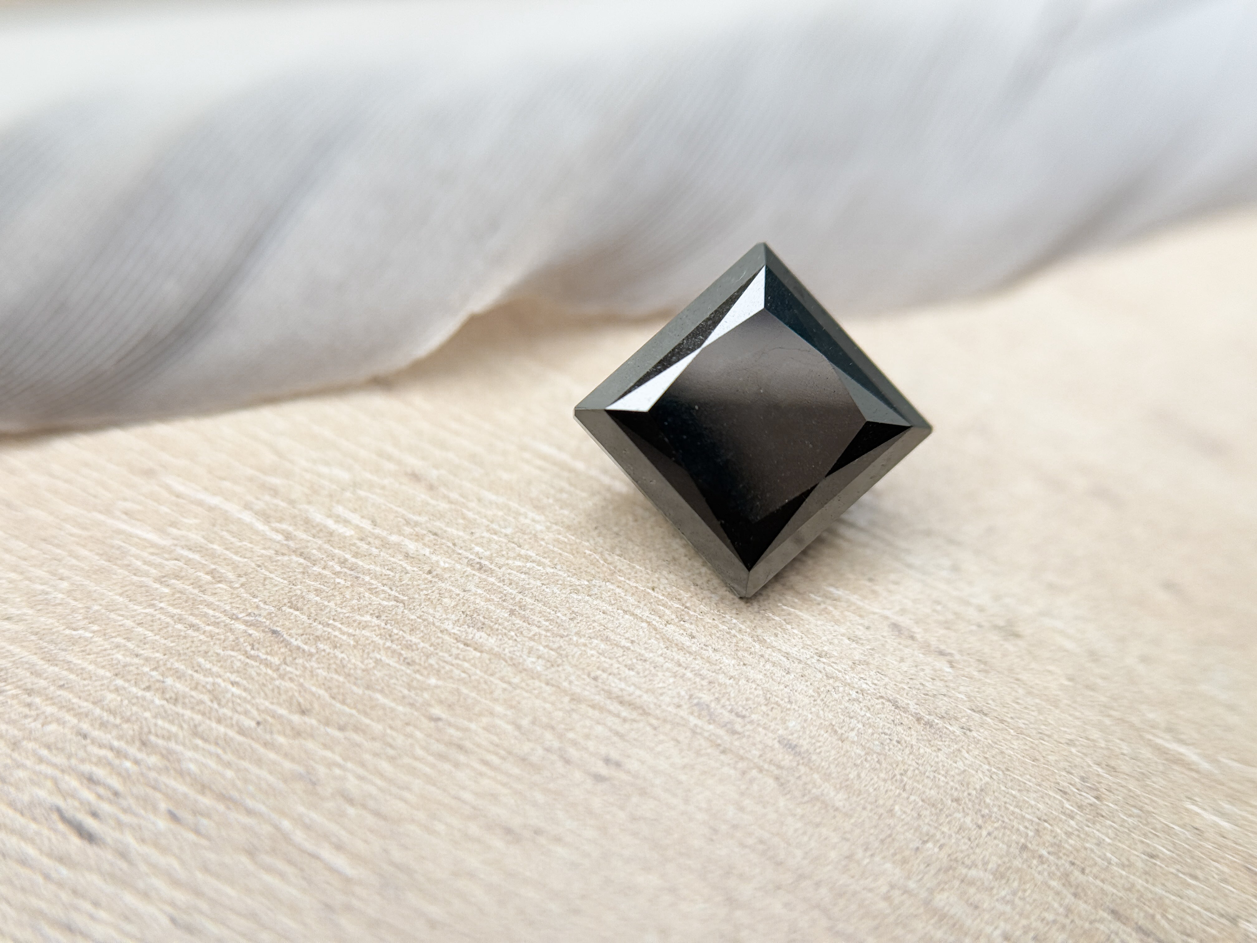2.58 Ct Square Princess Rose Cut Black Natural Salt and Pepper Diamond