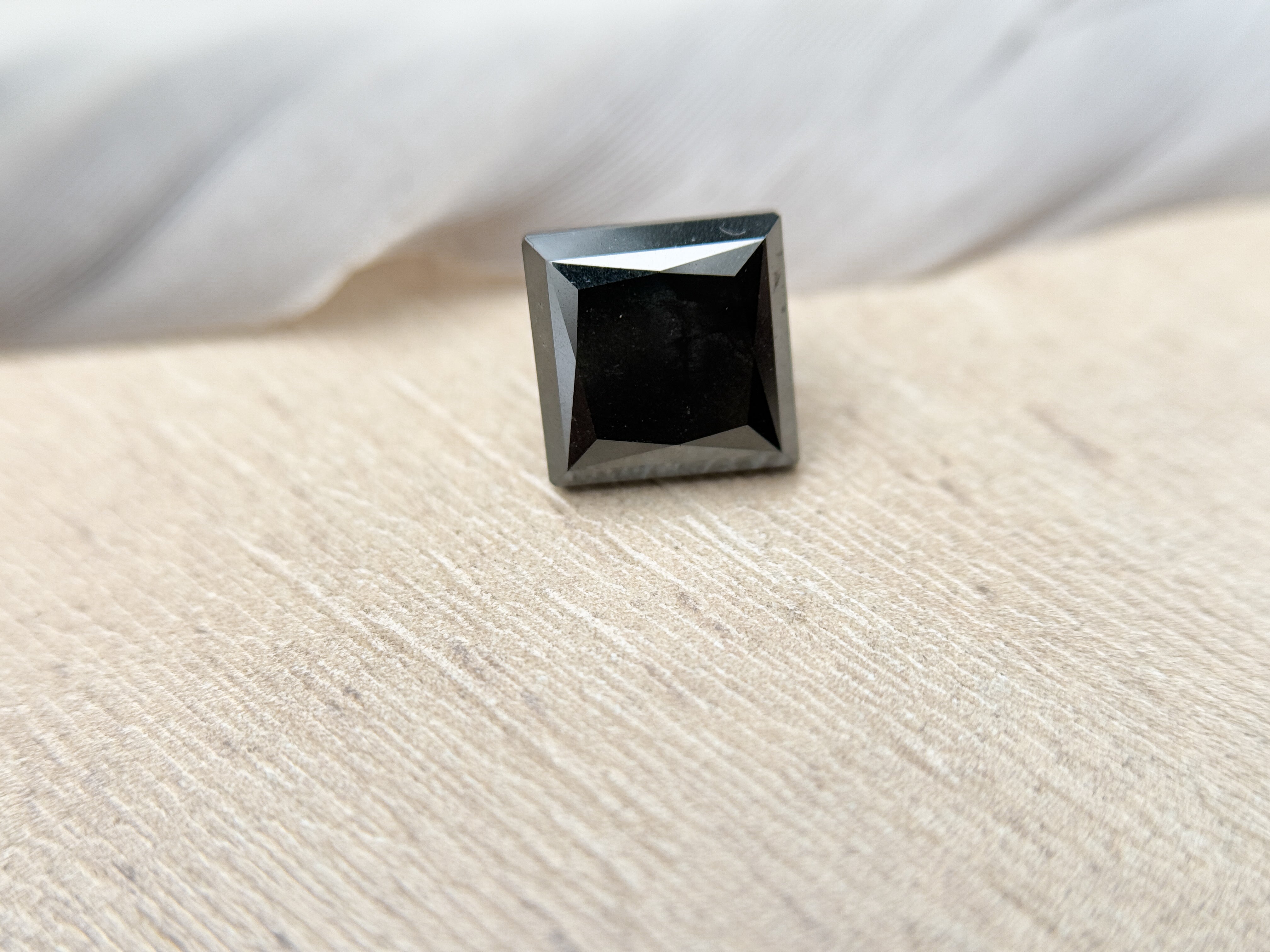 2.58 Ct Square Princess Rose Cut Black Natural Salt and Pepper Diamond