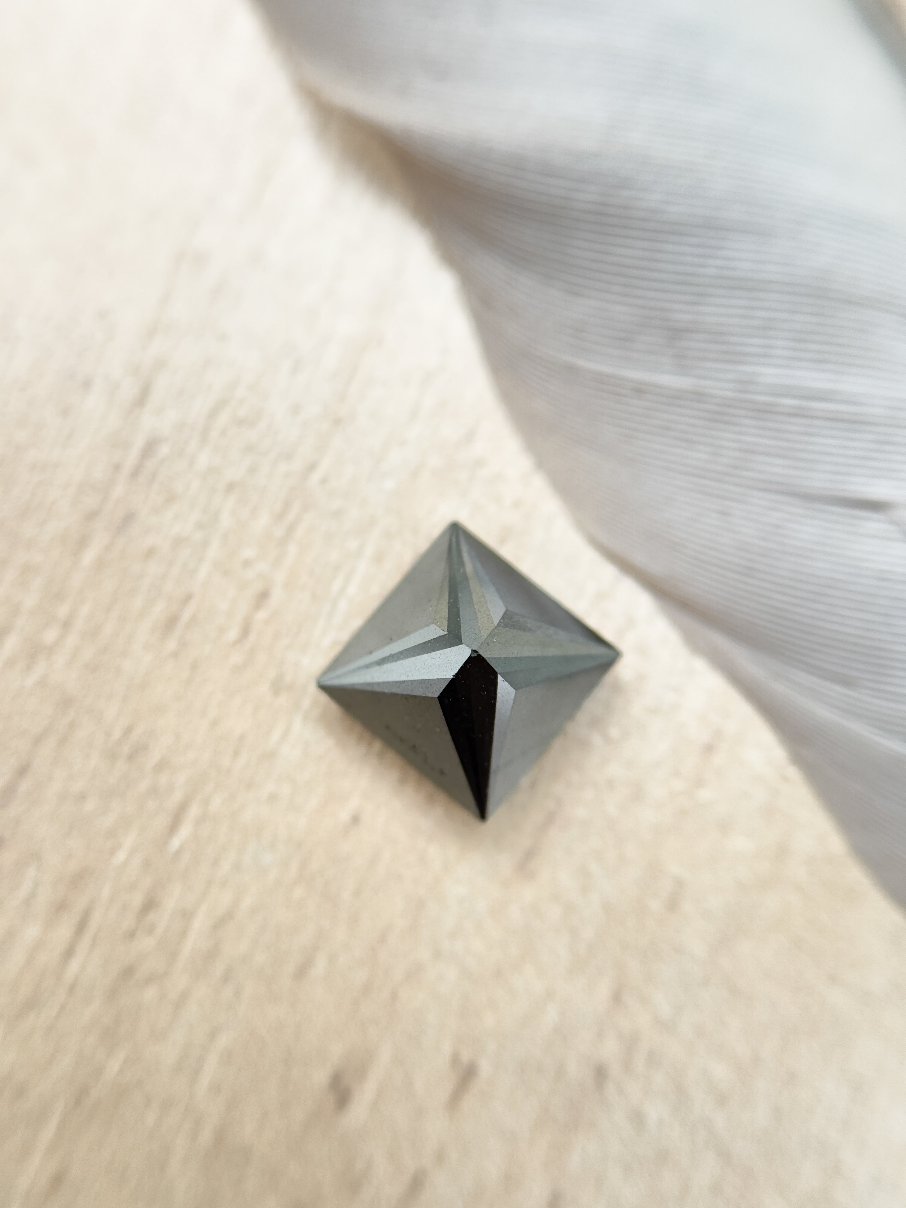 2.58 Ct Square Princess Rose Cut Black Natural Salt and Pepper Diamond