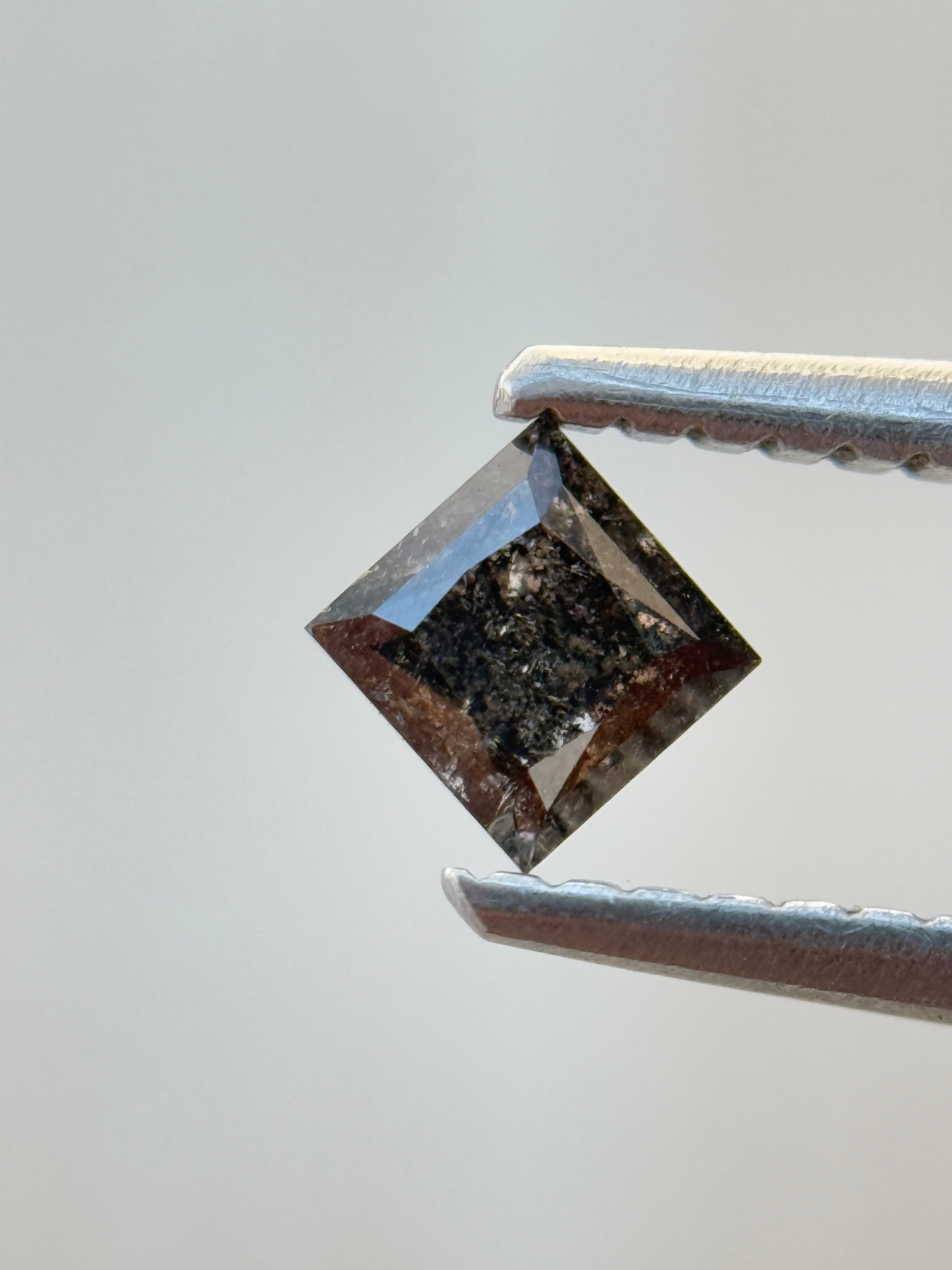 0.30 Ct Princess Rose Cut Grey Natural Salt and Pepper Diamond
