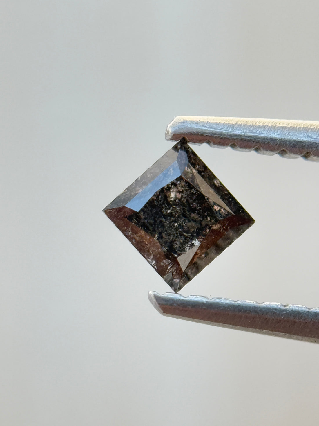 0.30 Ct Princess Rose Cut Grey Natural Salt and Pepper Diamond
