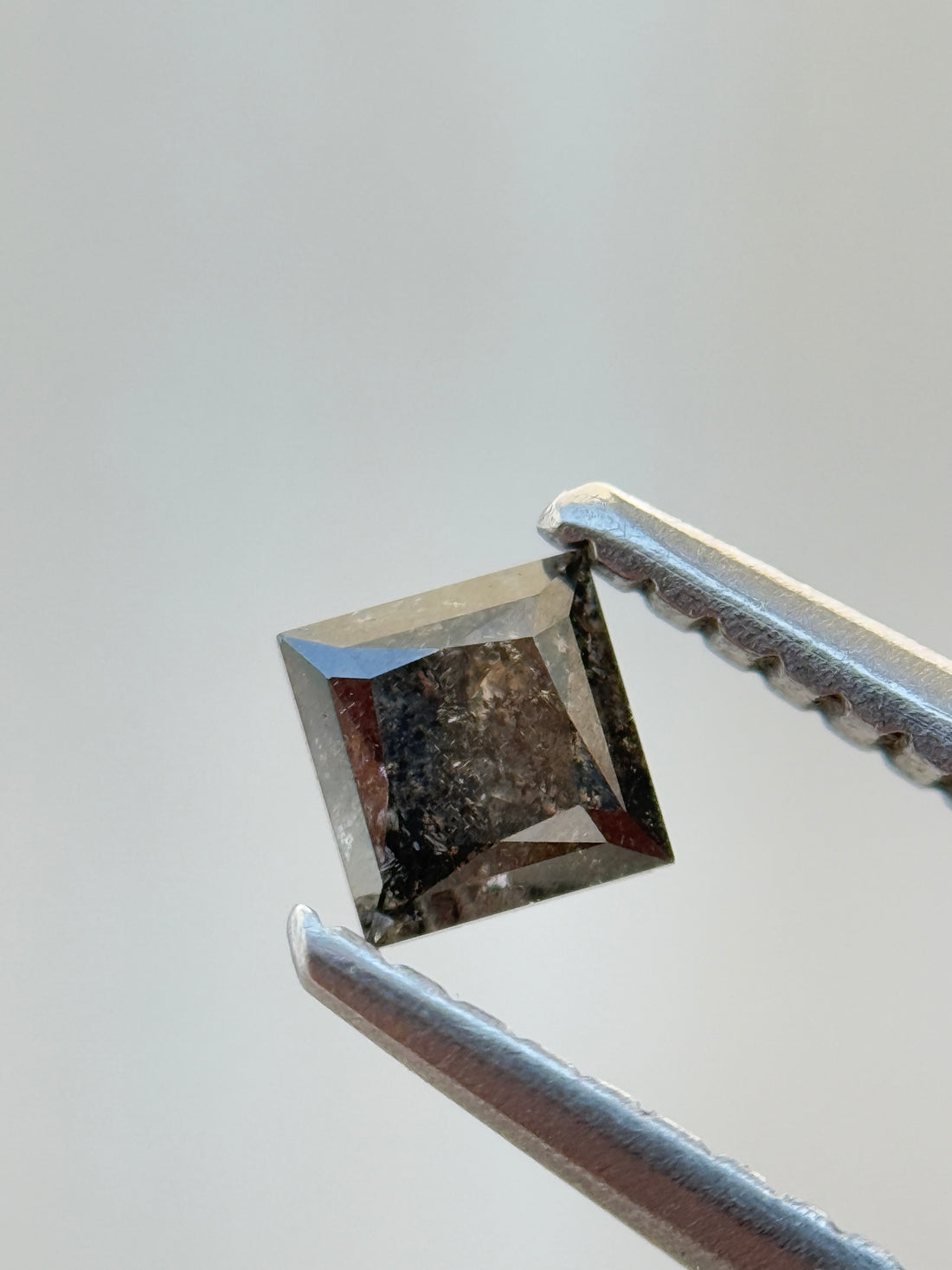 0.30 Ct Princess Rose Cut Grey Natural Salt and Pepper Diamond