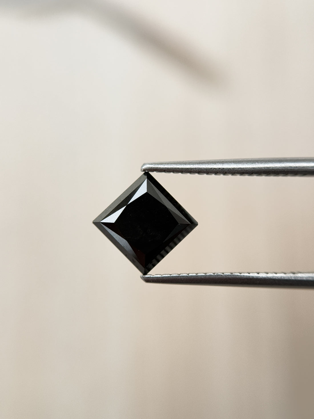 2.58 Ct Square Princess Rose Cut Black Natural Salt and Pepper Diamond