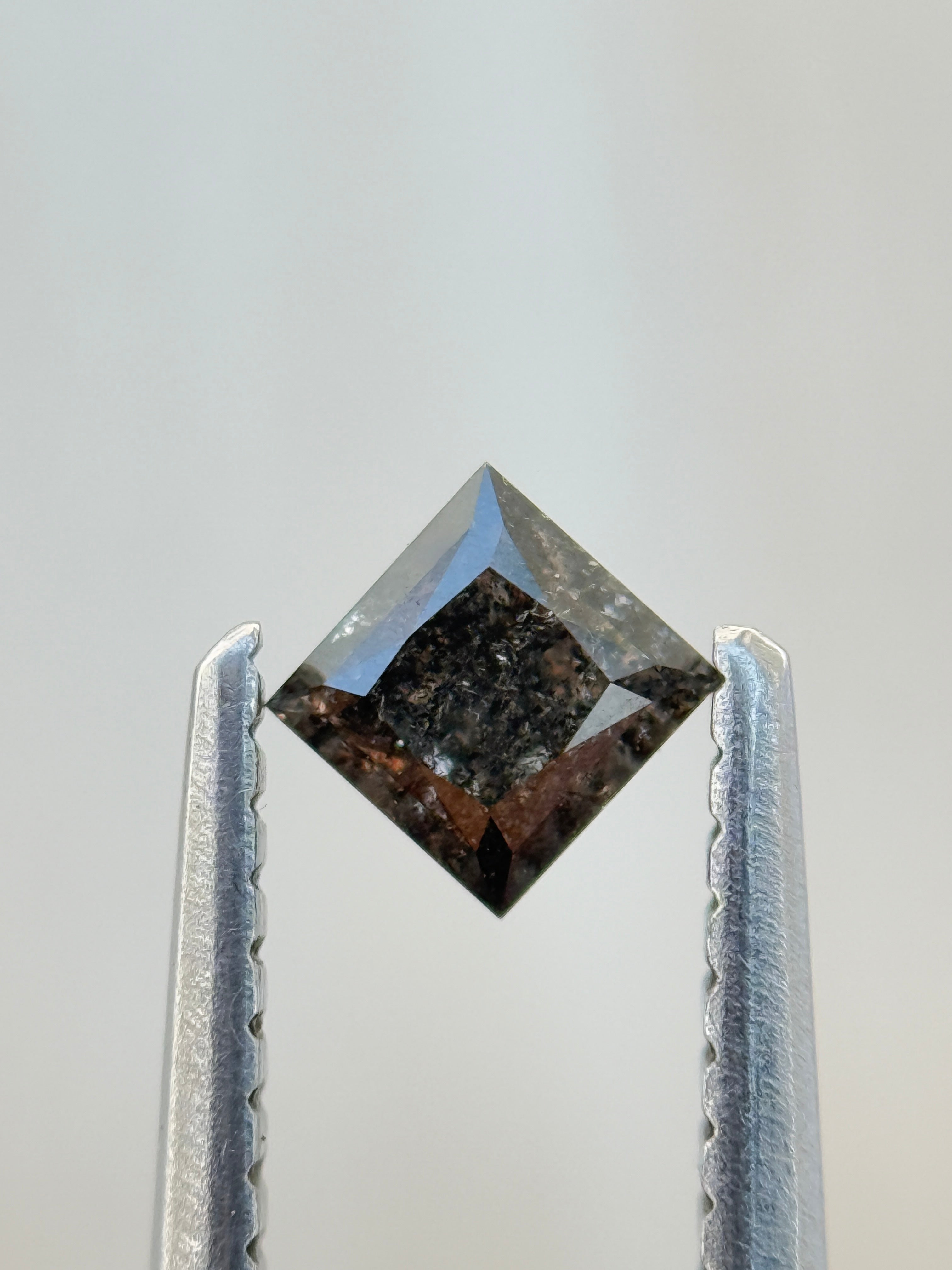 0.30 Ct Princess Rose Cut Grey Natural Salt and Pepper Diamond