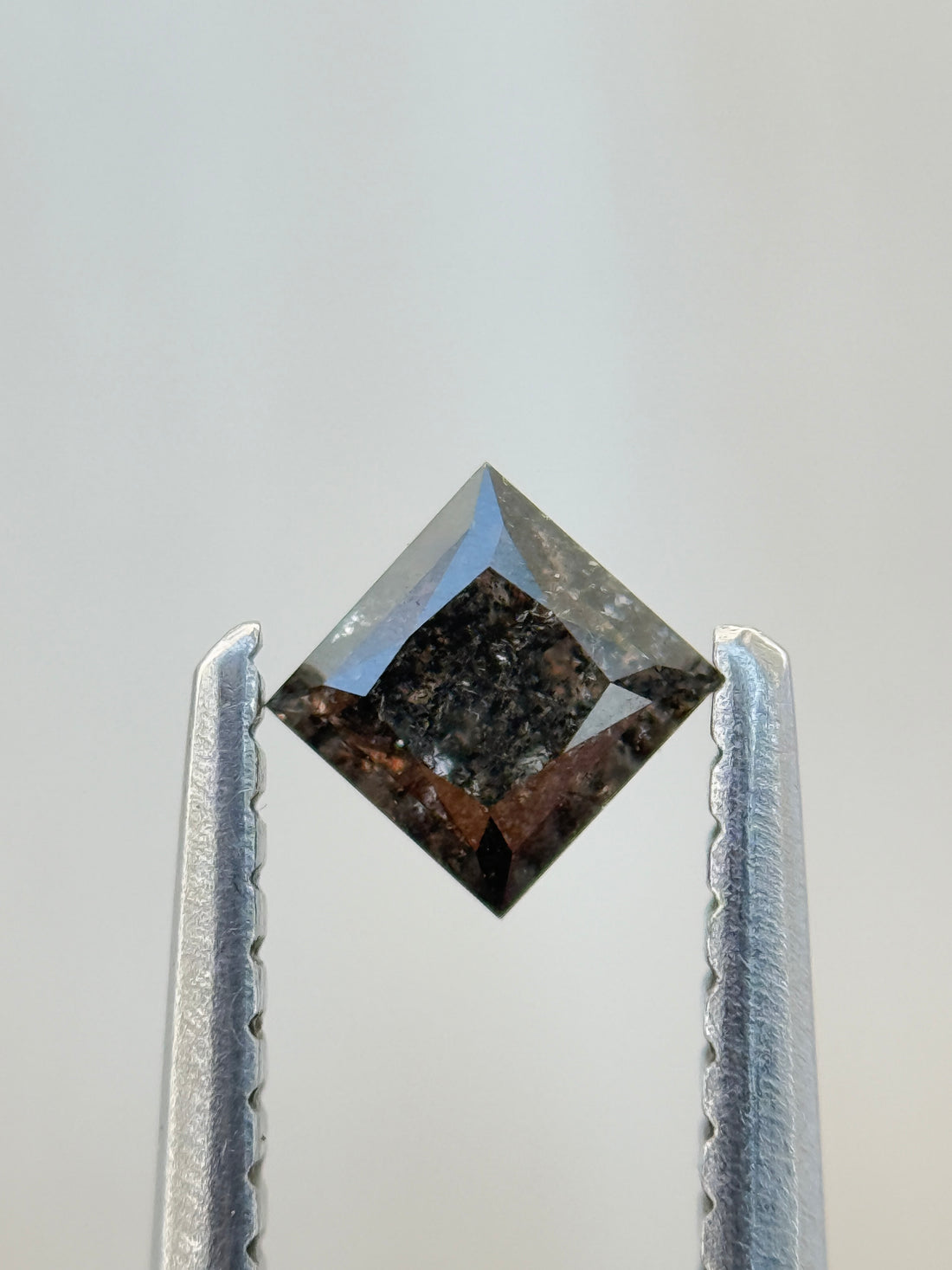 0.30 Ct Princess Rose Cut Grey Natural Salt and Pepper Diamond