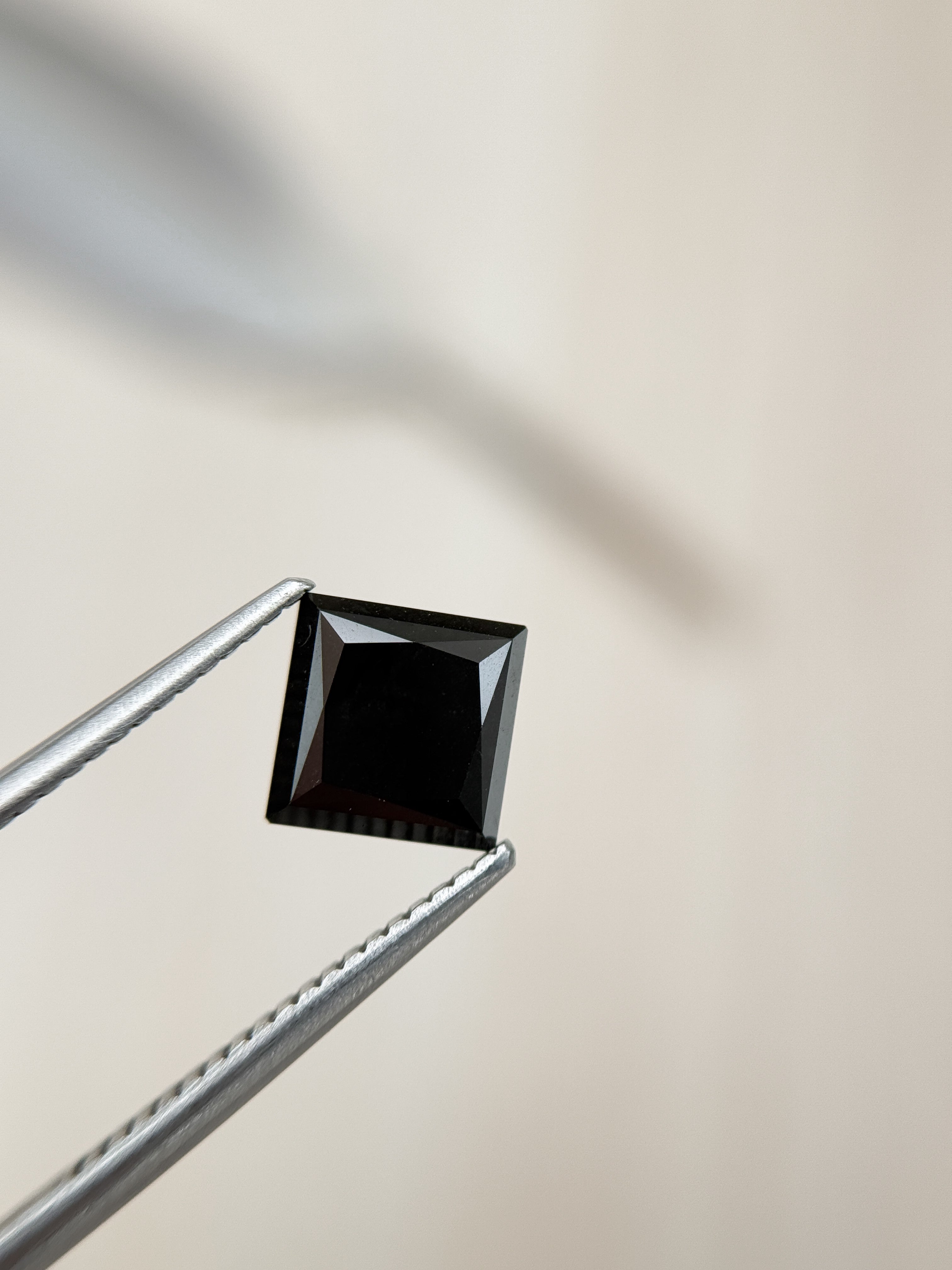 2.58 Ct Square Princess Rose Cut Black Natural Salt and Pepper Diamond