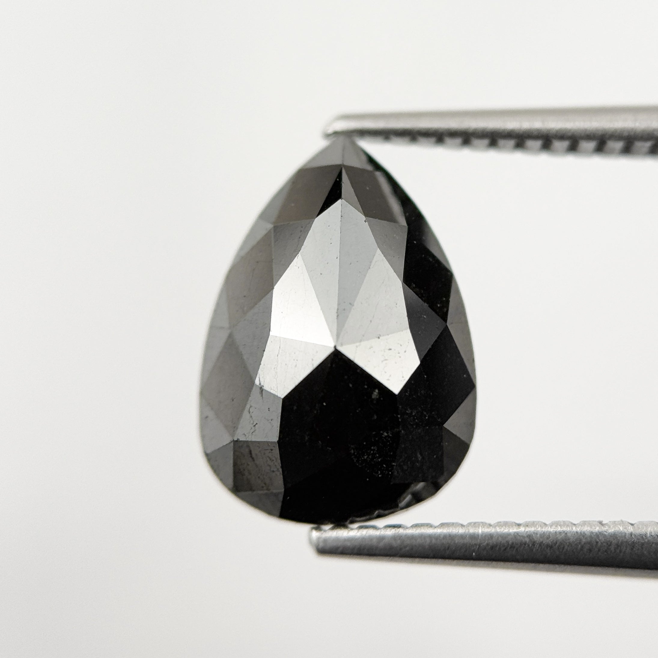 3.28 Ct Pear Rose Cut Black Natural Fancy Diamond