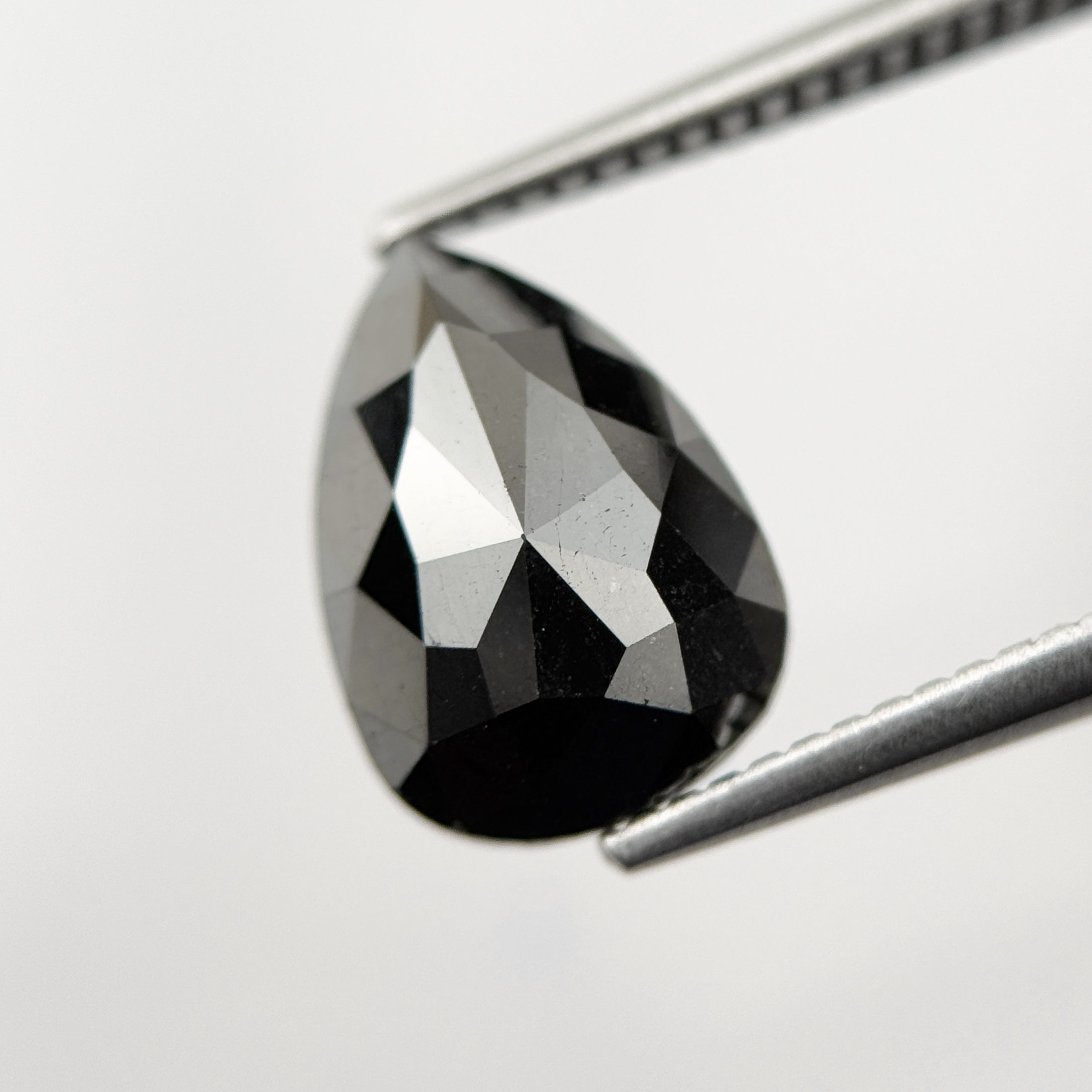 3.28 Ct Pear Rose Cut Black Natural Fancy Diamond