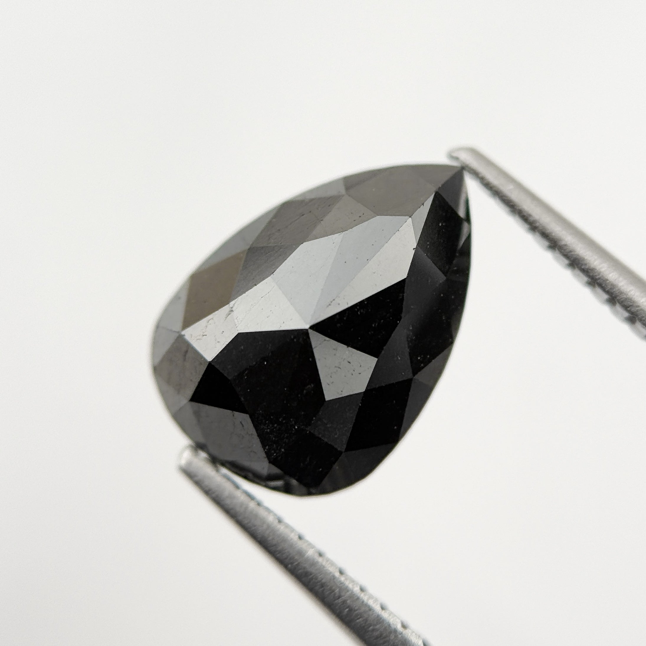 3.28 Ct Pear Rose Cut Black Natural Fancy Diamond