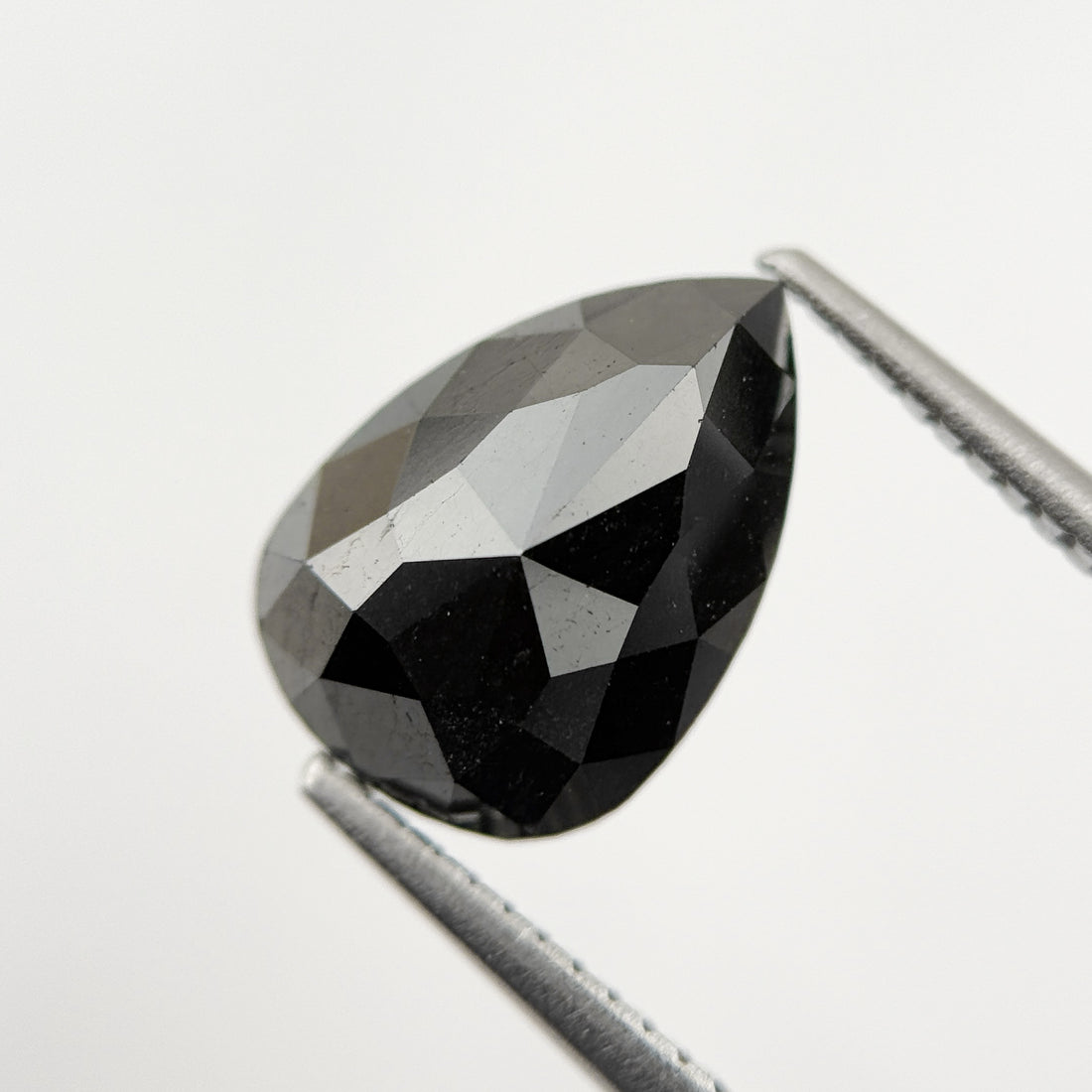 3.28 Ct Pear Rose Cut Black Natural Fancy Diamond