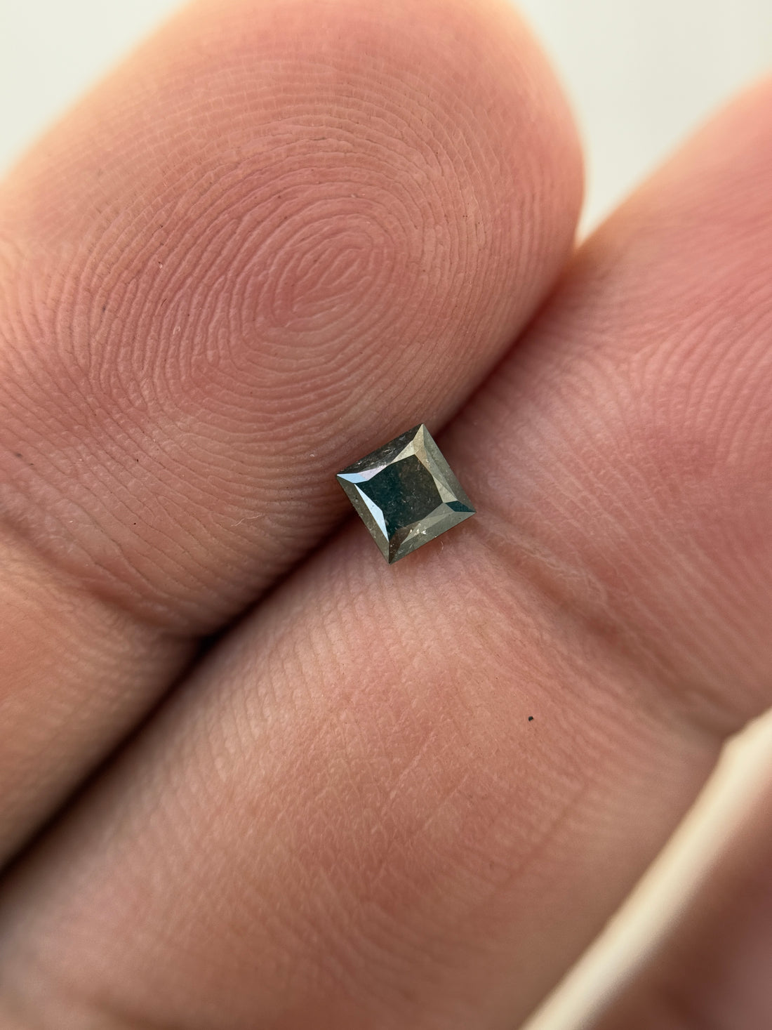 0.30 Ct Princess Rose Cut Grey Natural Salt and Pepper Diamond