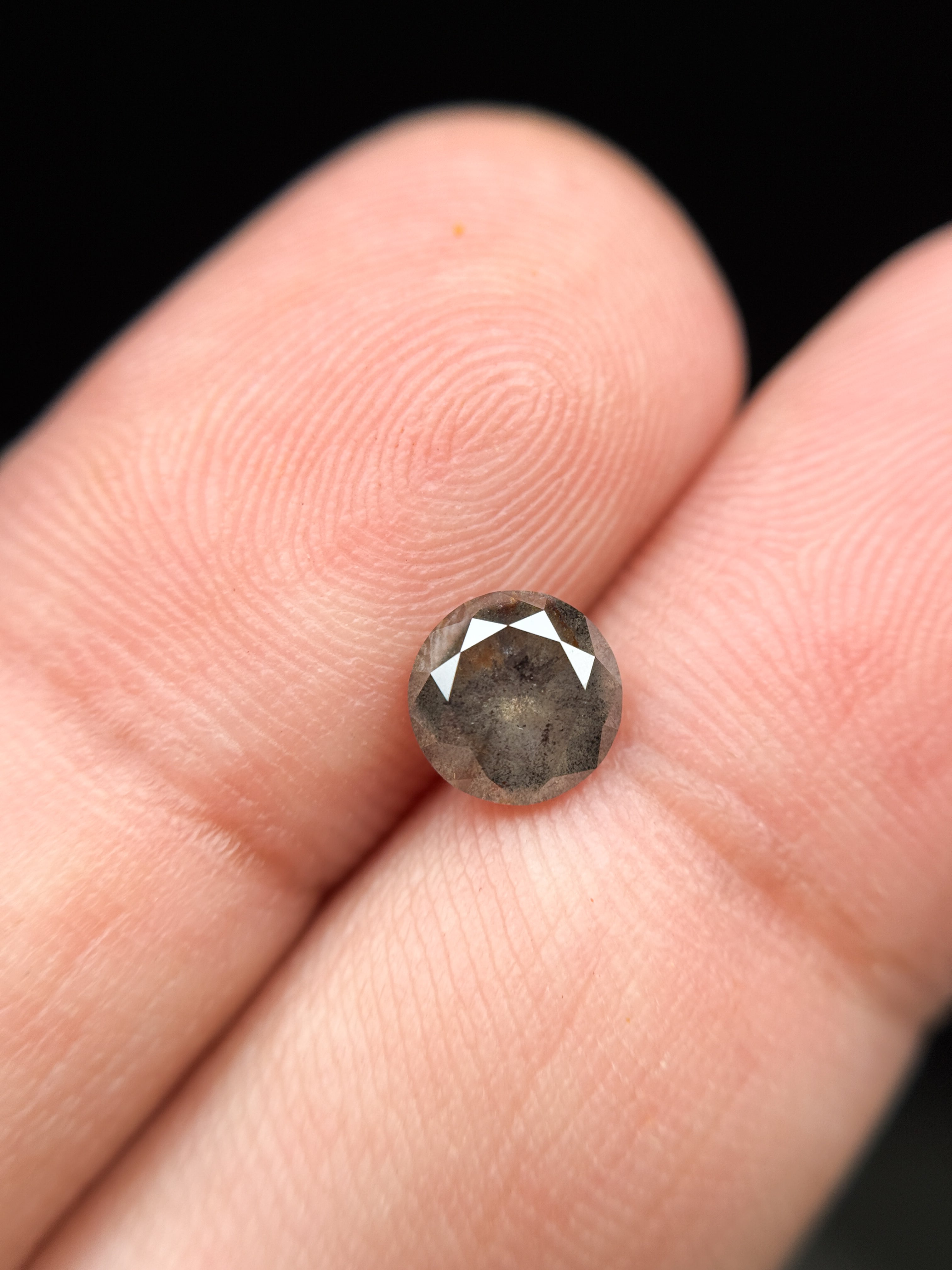 1.08 Ct Round Brilliant Cut Grey Natural Galaxy Diamond