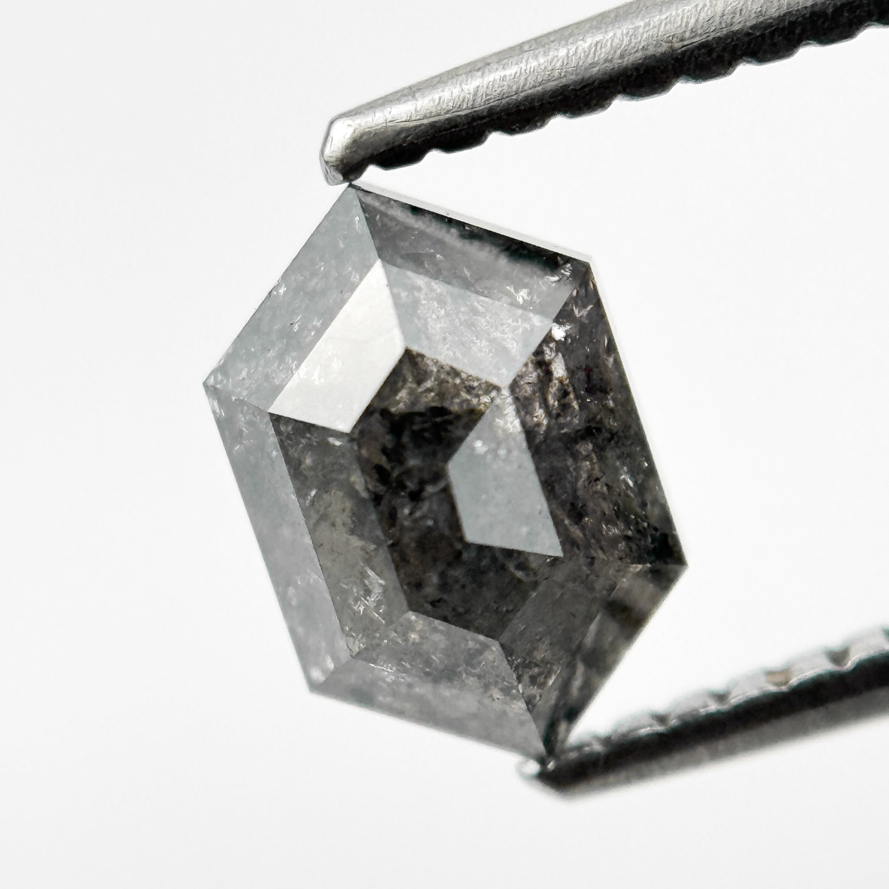 1.42 Ct Hexagon Rose Cut Grey Fancy Natural Salt and Pepper Diamond