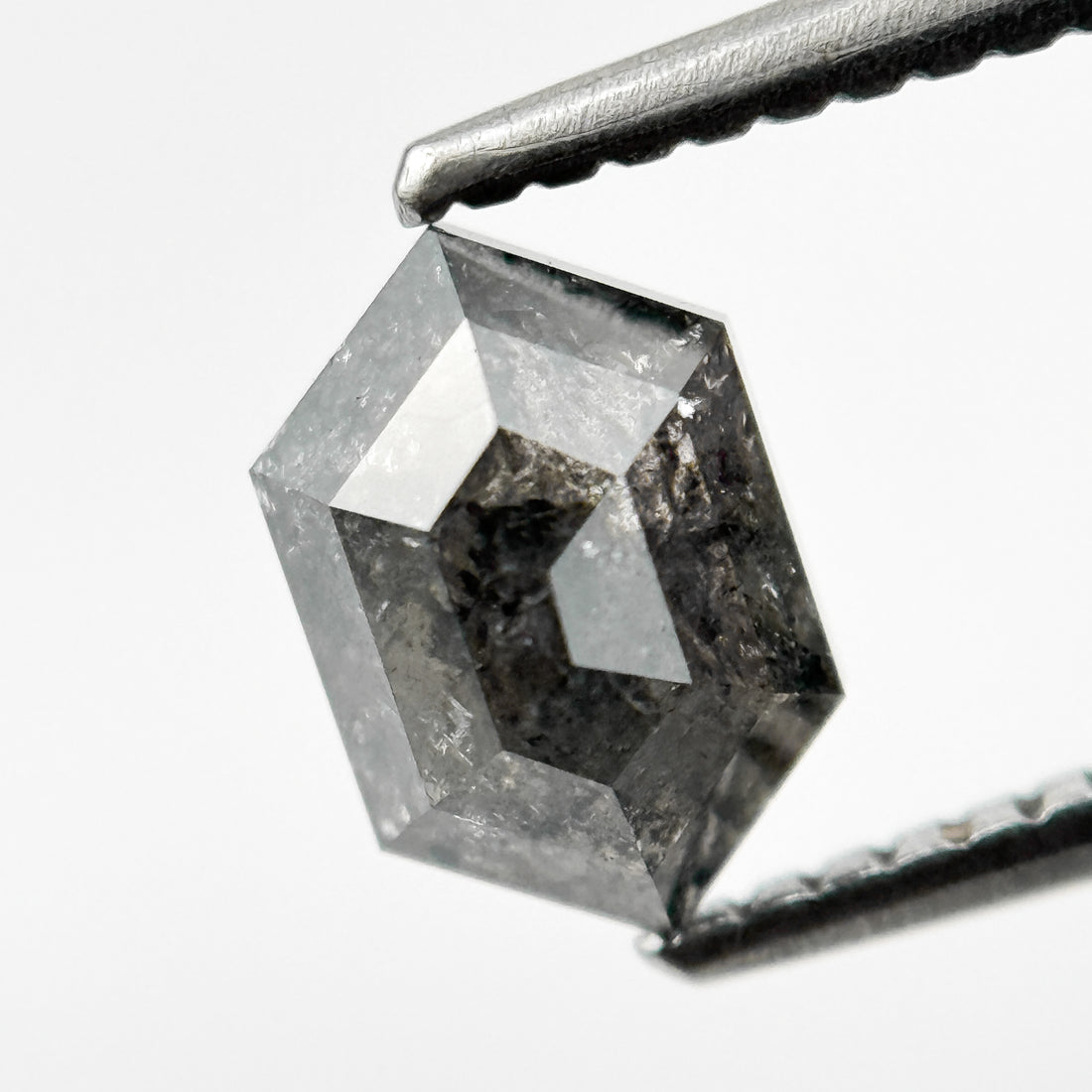 1.42 Ct Hexagon Rose Cut Grey Fancy Natural Salt and Pepper Diamond