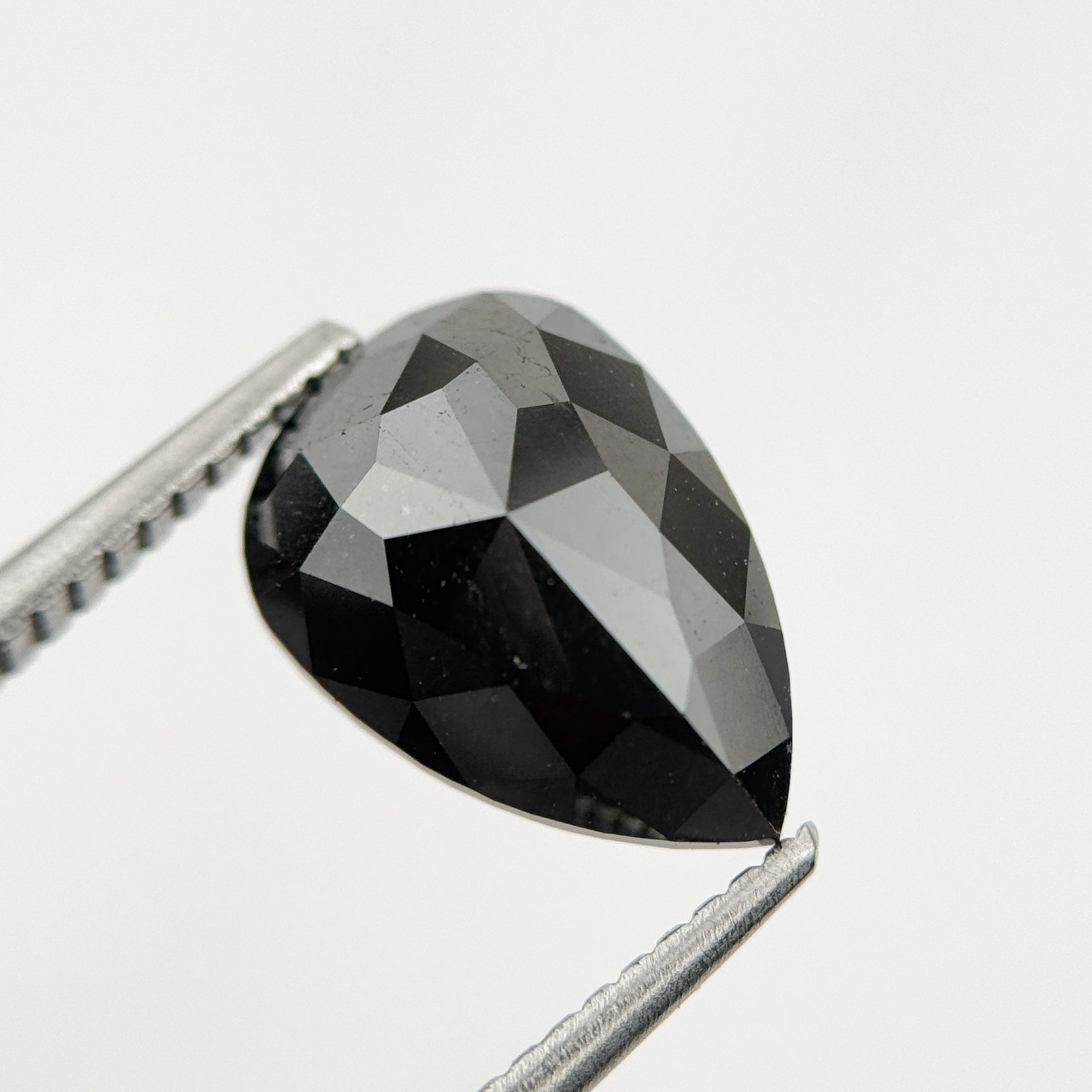 3.28 Ct Pear Rose Cut Black Natural Fancy Diamond