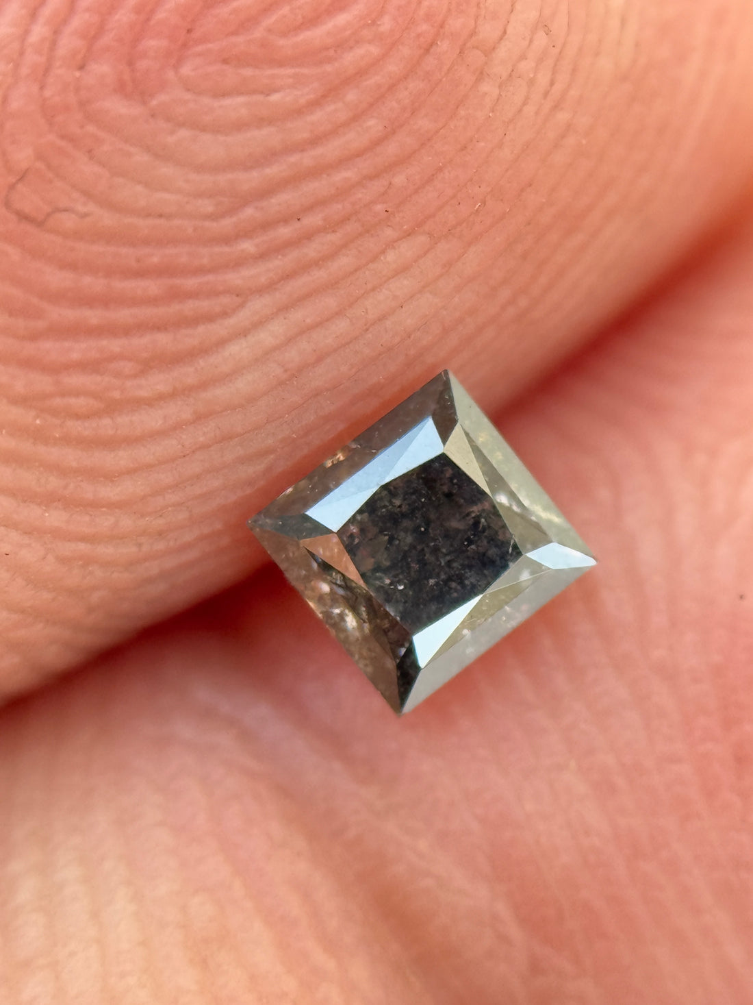 0.30 Ct Princess Rose Cut Grey Natural Salt and Pepper Diamond