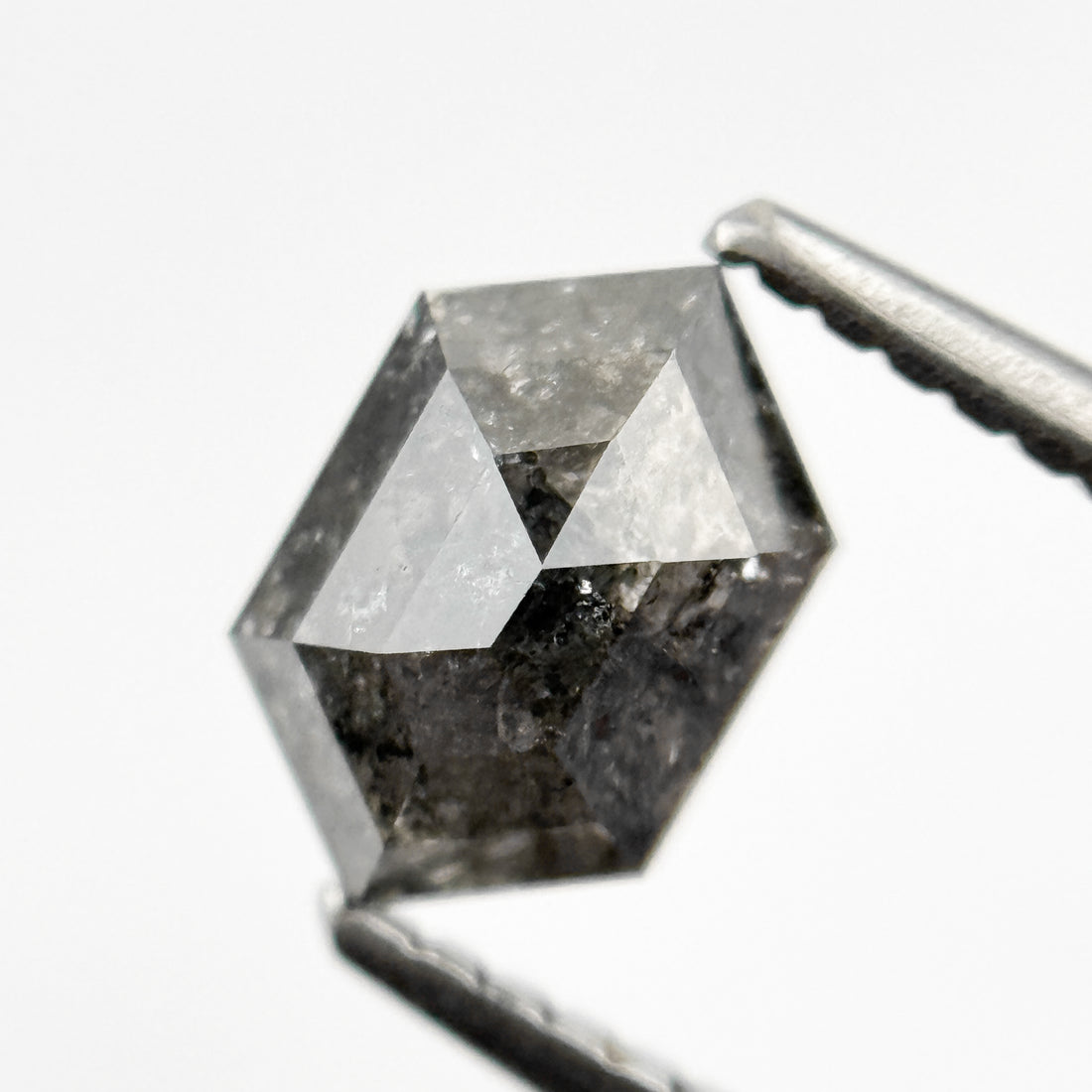 1.42 Ct Hexagon Rose Cut Grey Fancy Natural Salt and Pepper Diamond
