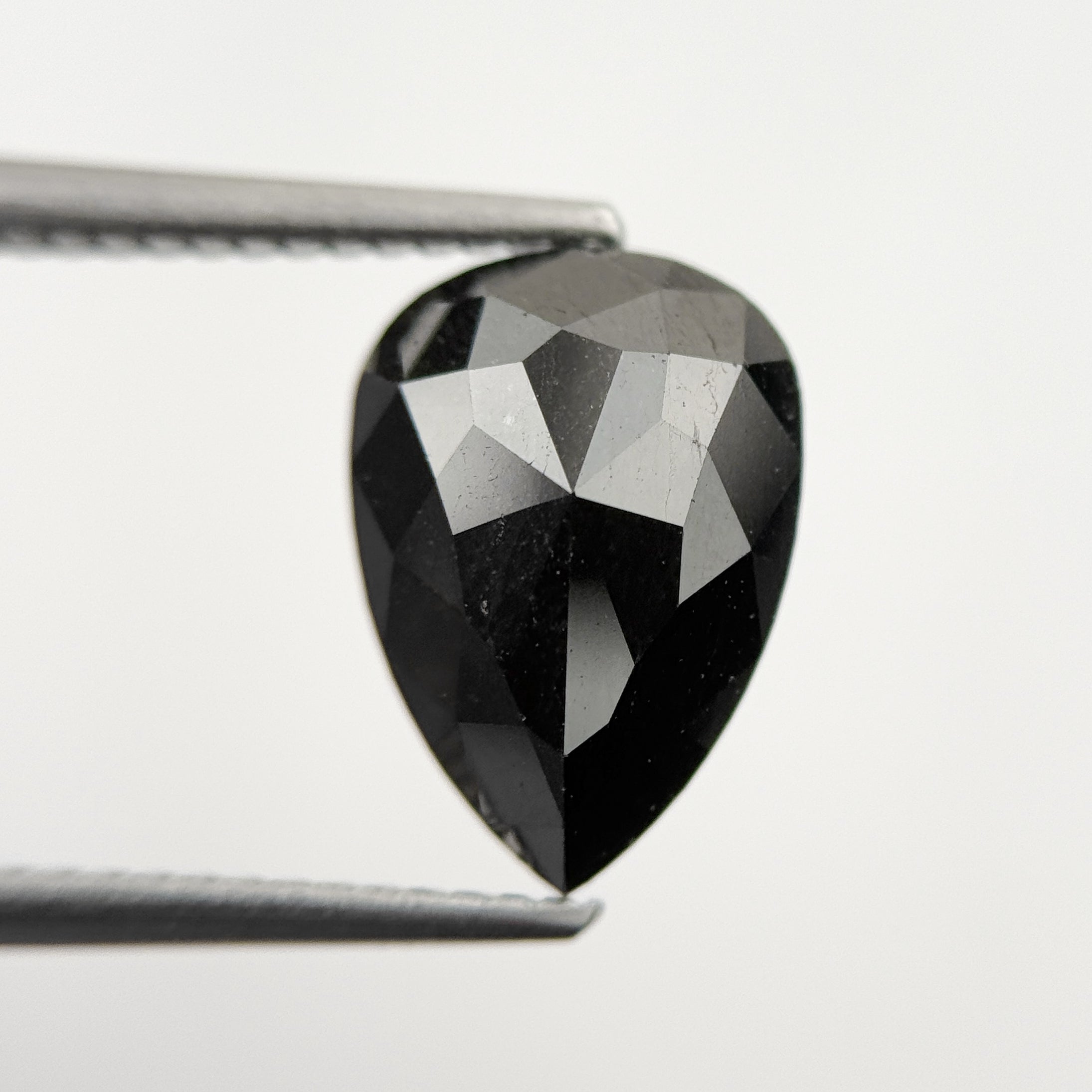 3.28 Ct Pear Rose Cut Black Natural Fancy Diamond