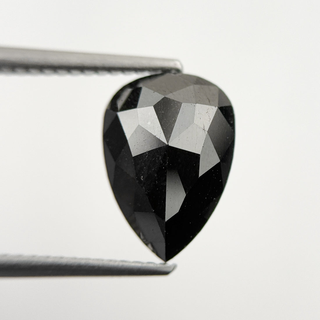 3.28 Ct Pear Rose Cut Black Natural Fancy Diamond