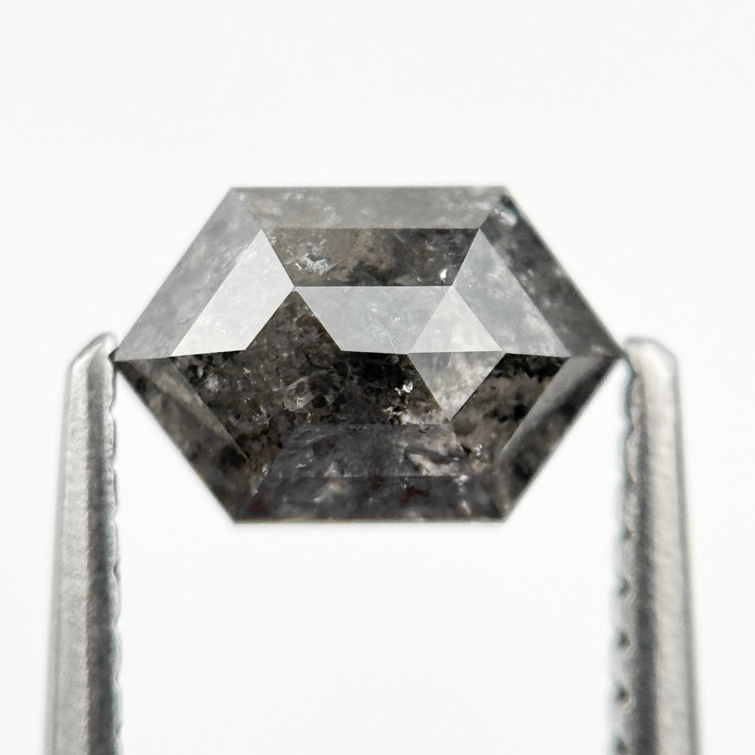 1.42 Ct Hexagon Rose Cut Grey Fancy Natural Salt and Pepper Diamond