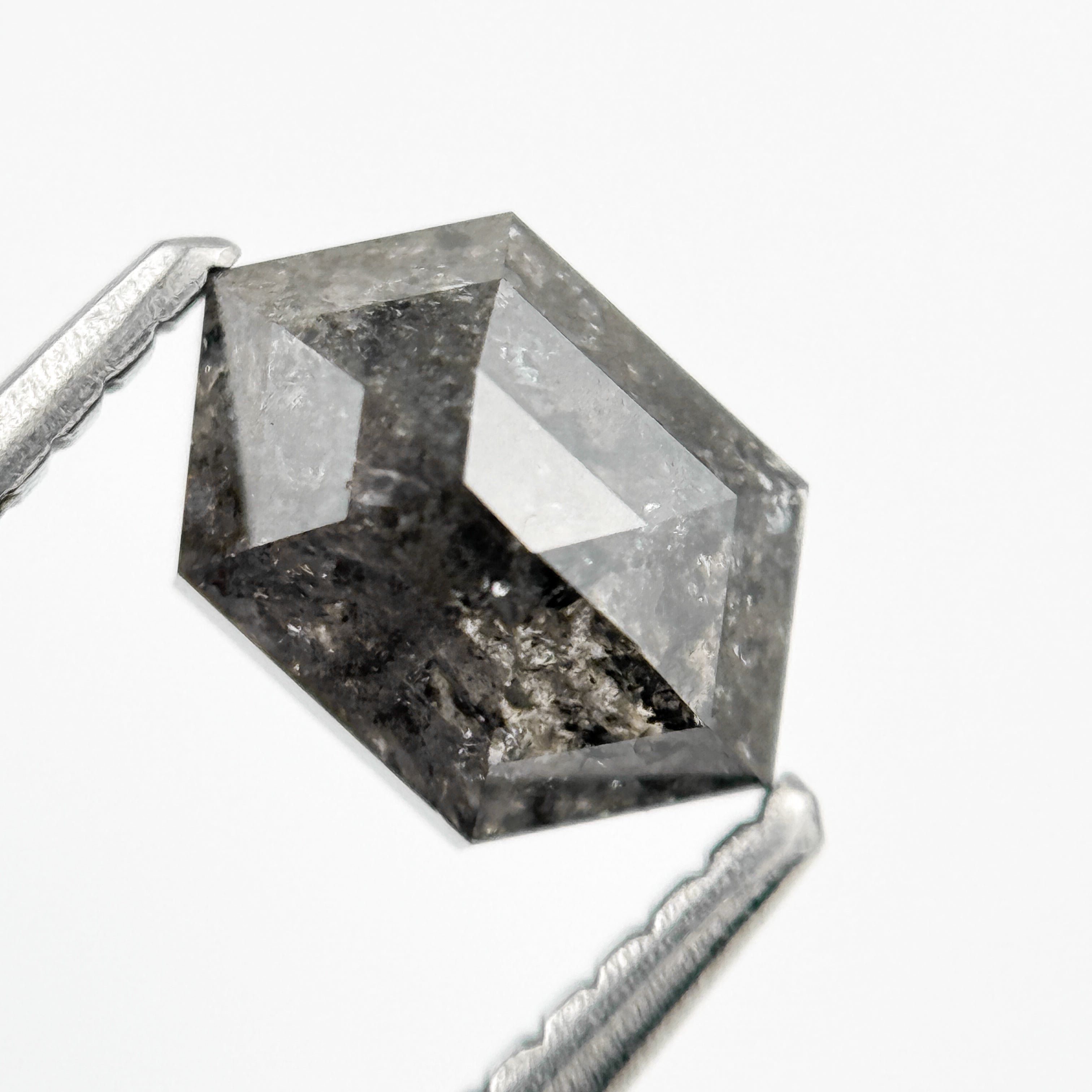 1.42 Ct Hexagon Rose Cut Grey Fancy Natural Salt and Pepper Diamond