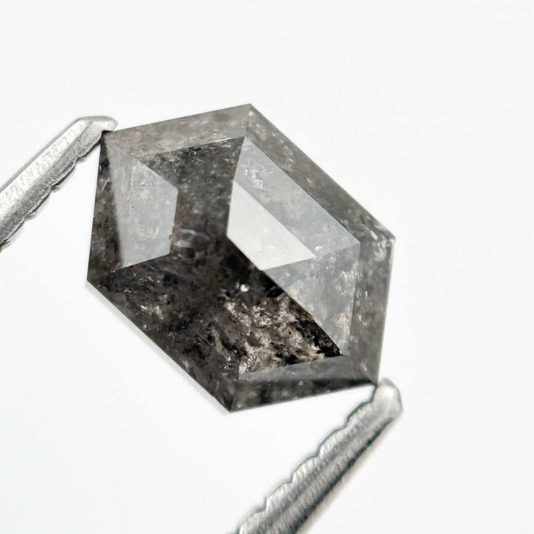 1.42 Ct Hexagon Rose Cut Grey Fancy Natural Salt and Pepper Diamond
