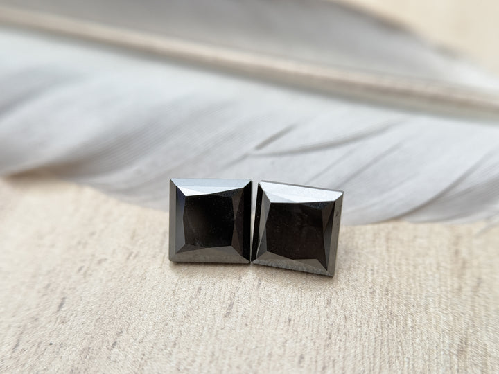 5.00 Ct Square Princess Rose Cut Black Natural Salt and Pepper Diamond
