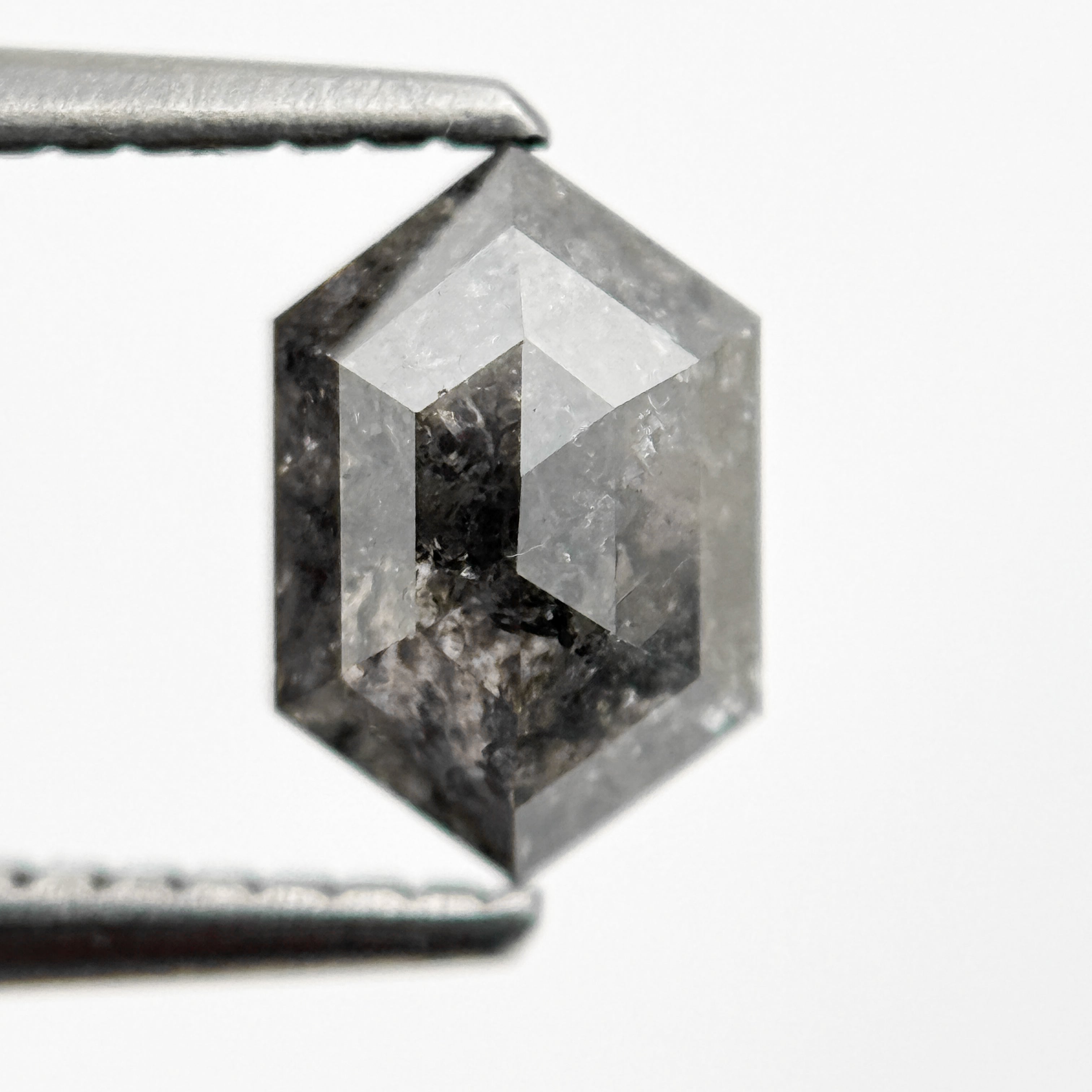 1.42 Ct Hexagon Rose Cut Grey Fancy Natural Salt and Pepper Diamond