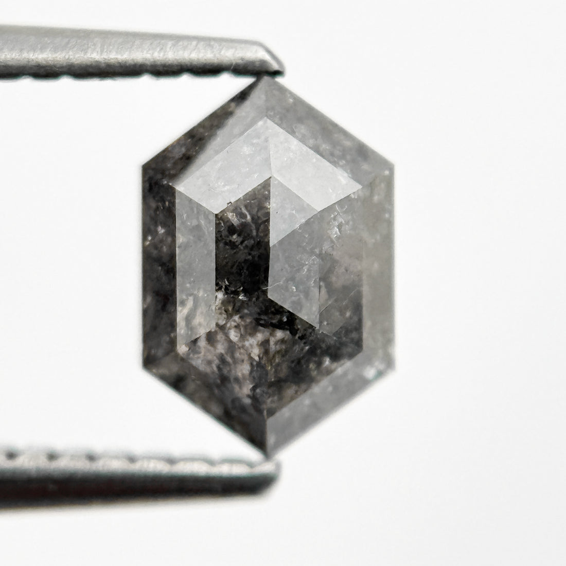 1.42 Ct Hexagon Rose Cut Grey Fancy Natural Salt and Pepper Diamond