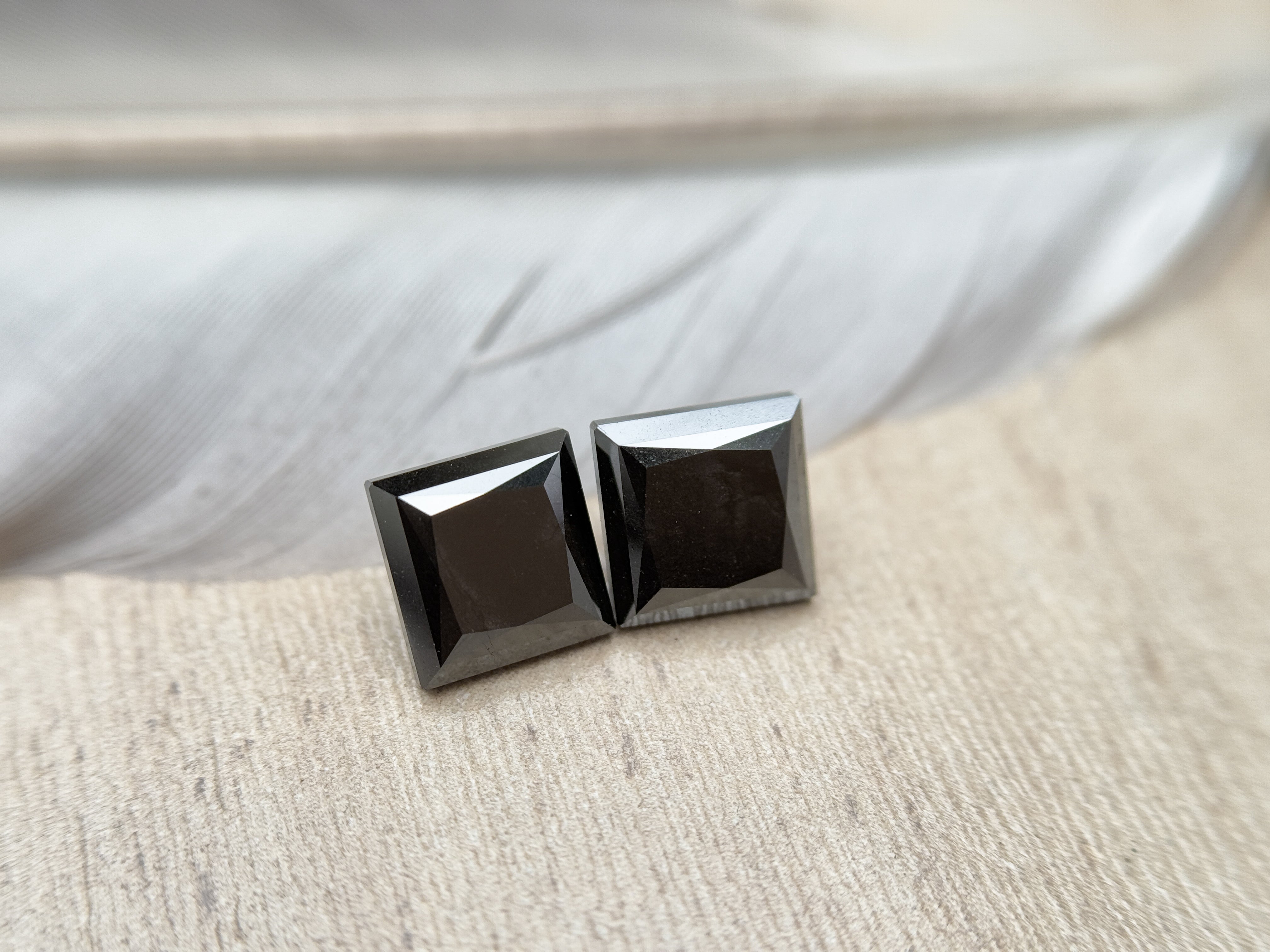 5.00 Ct Square Princess Rose Cut Black Natural Salt and Pepper Diamond