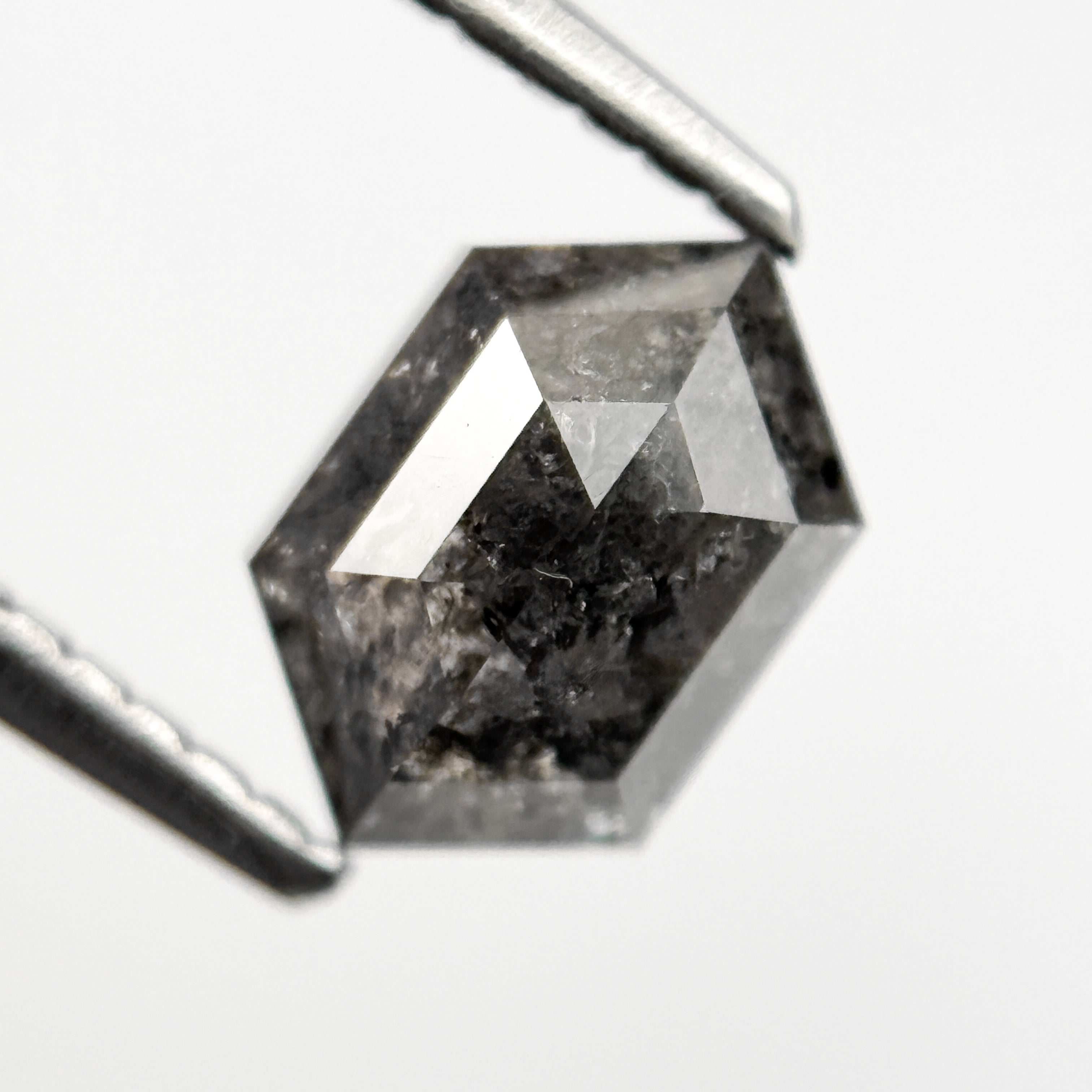 1.42 Ct Hexagon Rose Cut Grey Fancy Natural Salt and Pepper Diamond