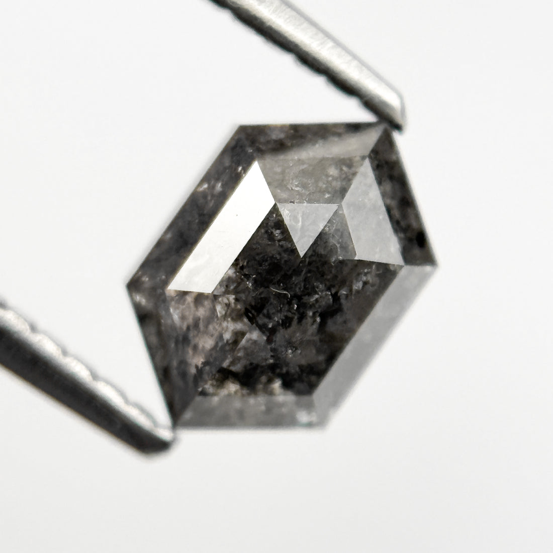 1.42 Ct Hexagon Rose Cut Grey Fancy Natural Salt and Pepper Diamond