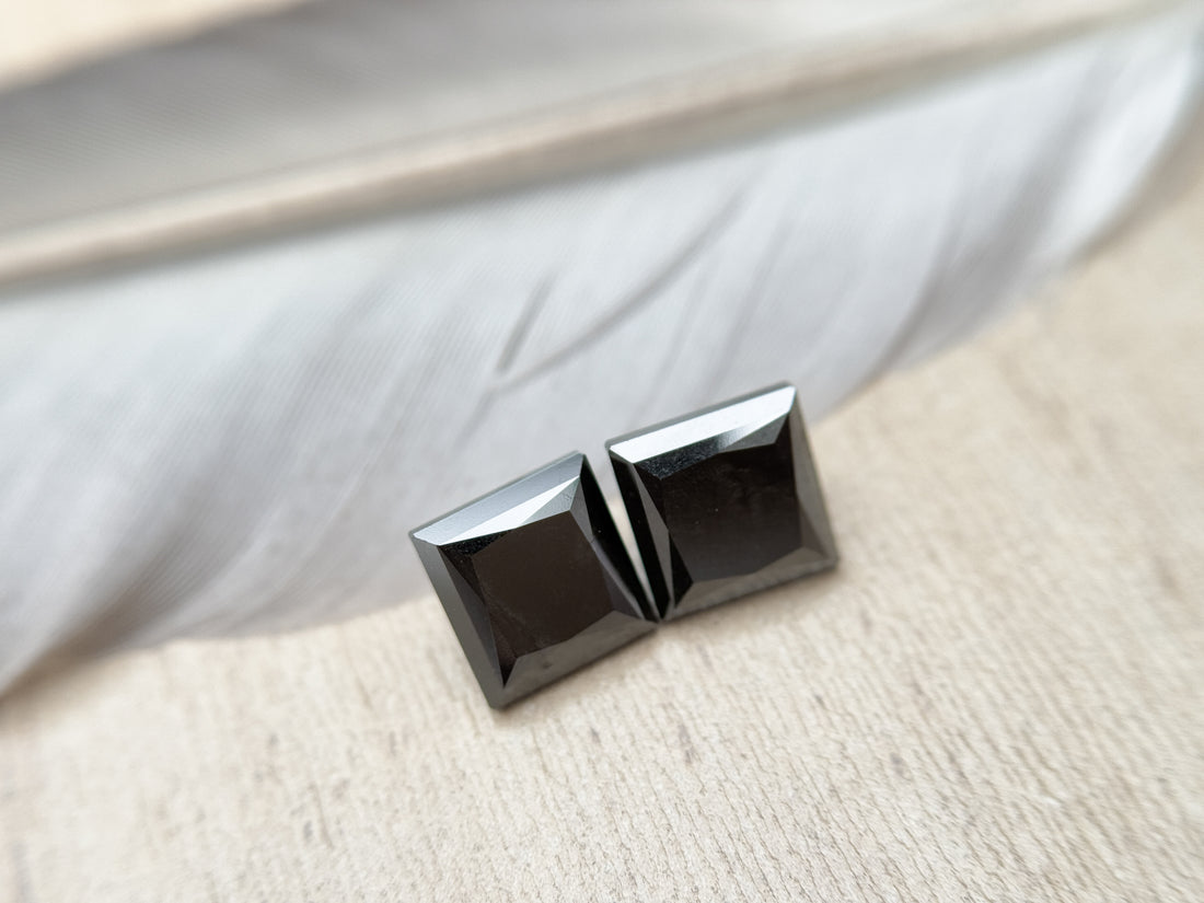 5.00 Ct Square Princess Rose Cut Black Natural Salt and Pepper Diamond