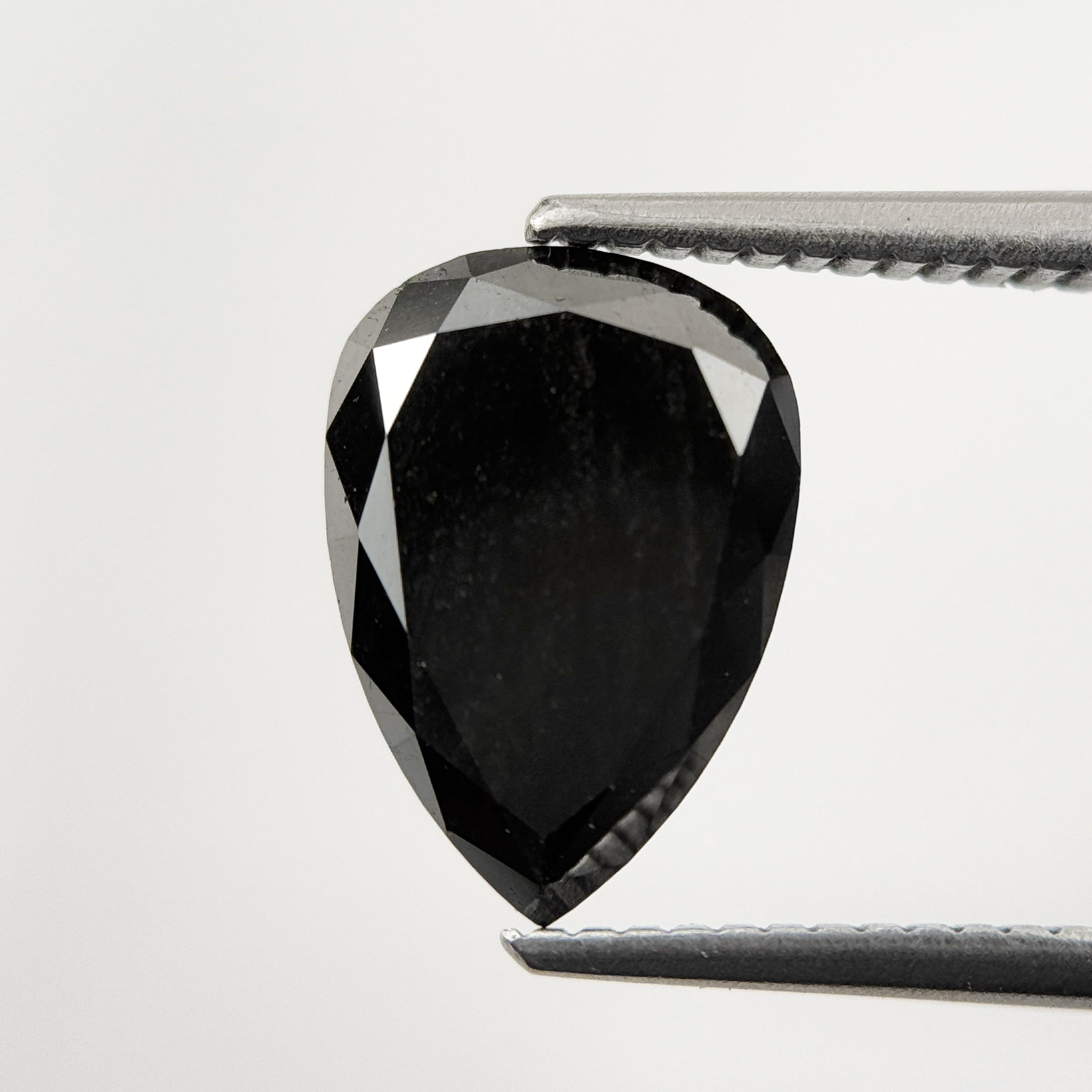 3.28 Ct Pear Rose Cut Black Natural Fancy Diamond