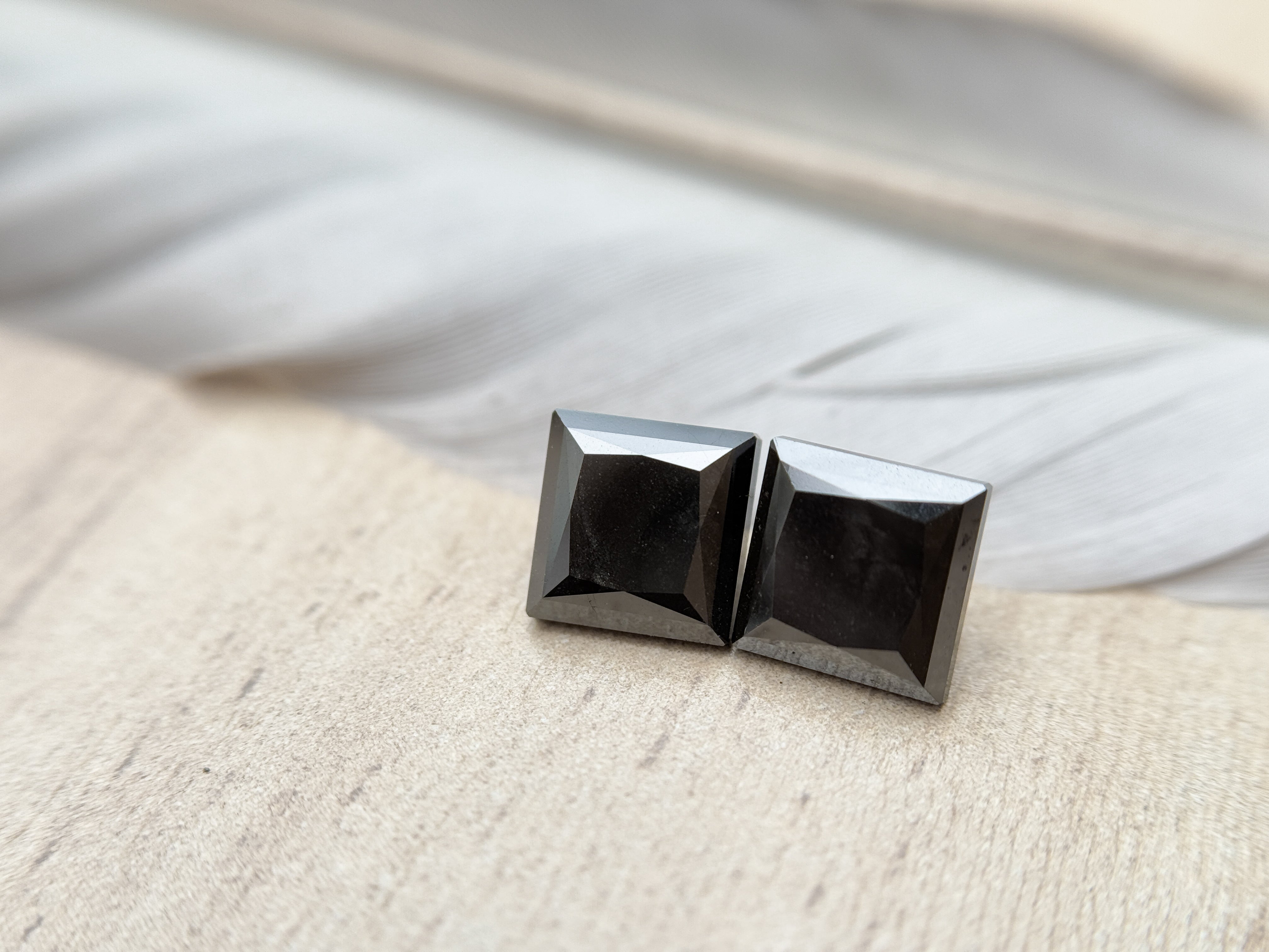 5.00 Ct Square Princess Rose Cut Black Natural Salt and Pepper Diamond