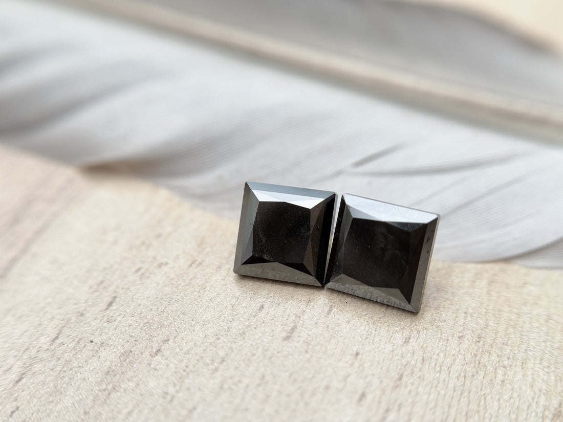 5.00 Ct Square Princess Rose Cut Black Natural Salt and Pepper Diamond
