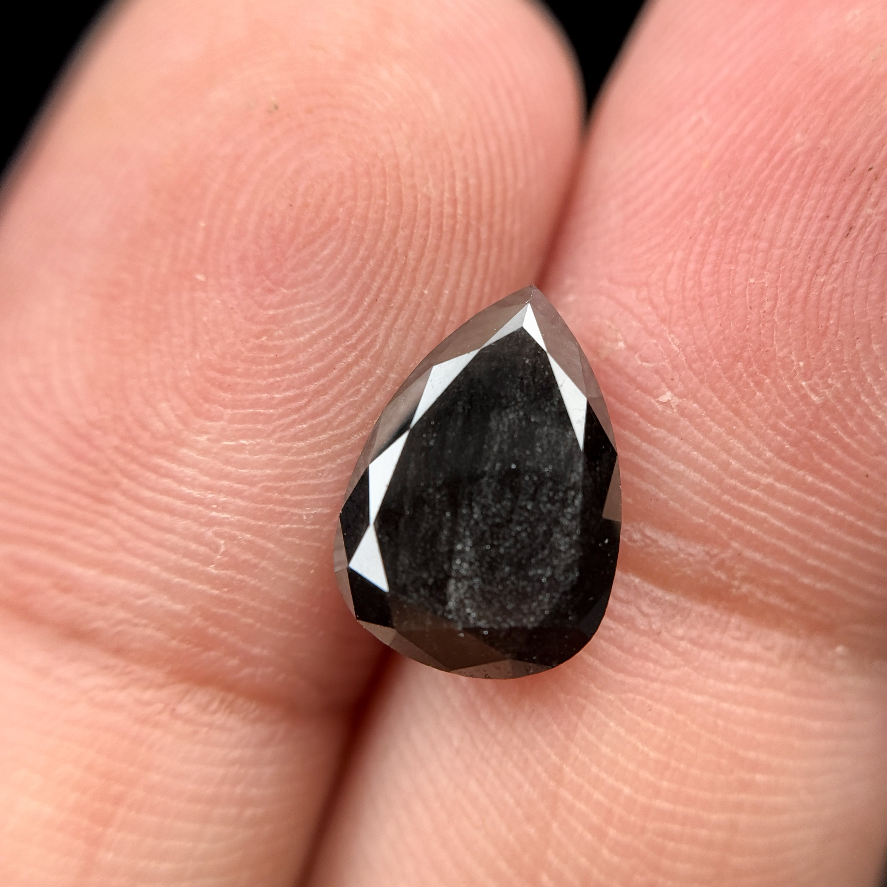 3.28 Ct Pear Rose Cut Black Natural Fancy Diamond