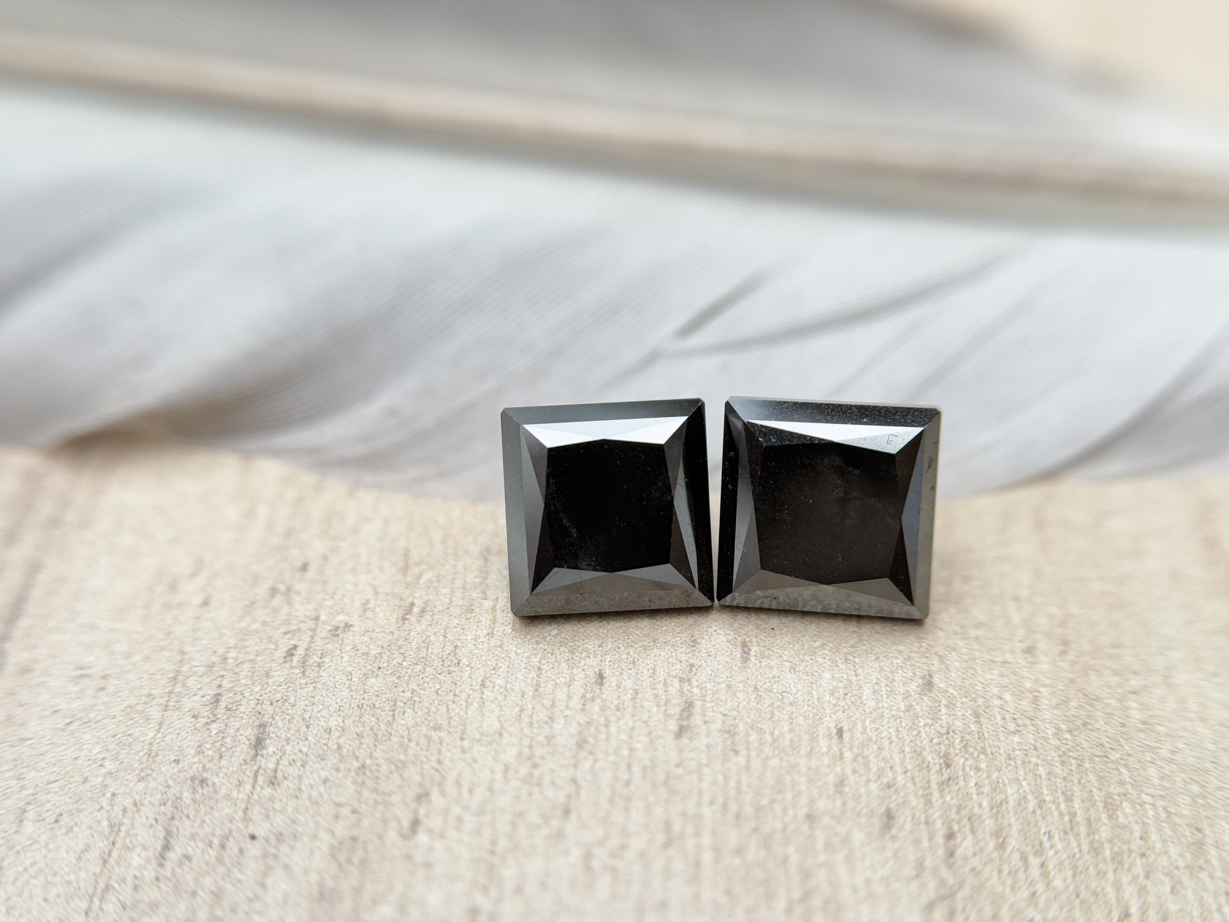 5.00 Ct Square Princess Rose Cut Black Natural Salt and Pepper Diamond