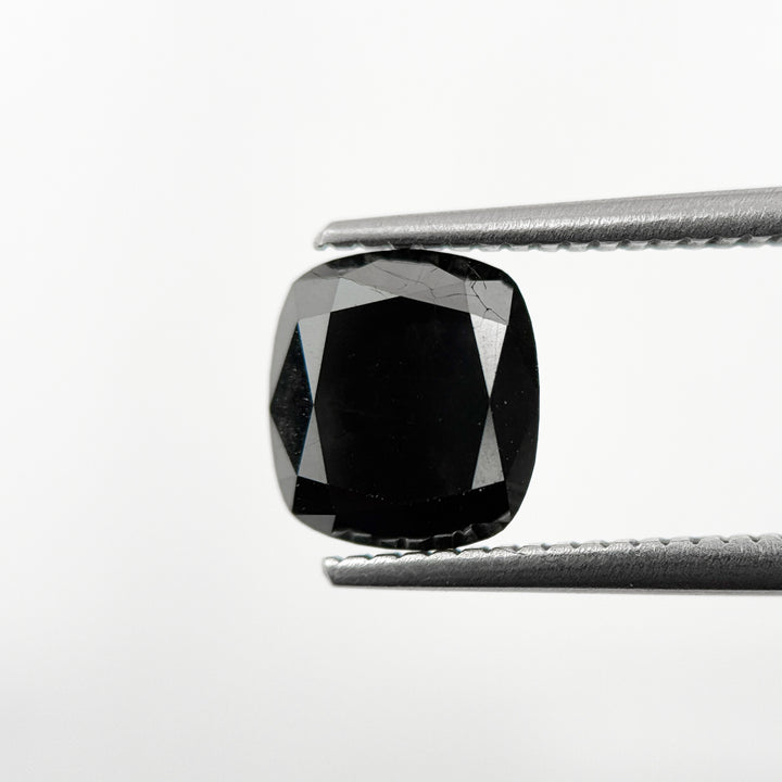 2.84 Ct Cushion Rose Cut Black Natural Loose Diamond