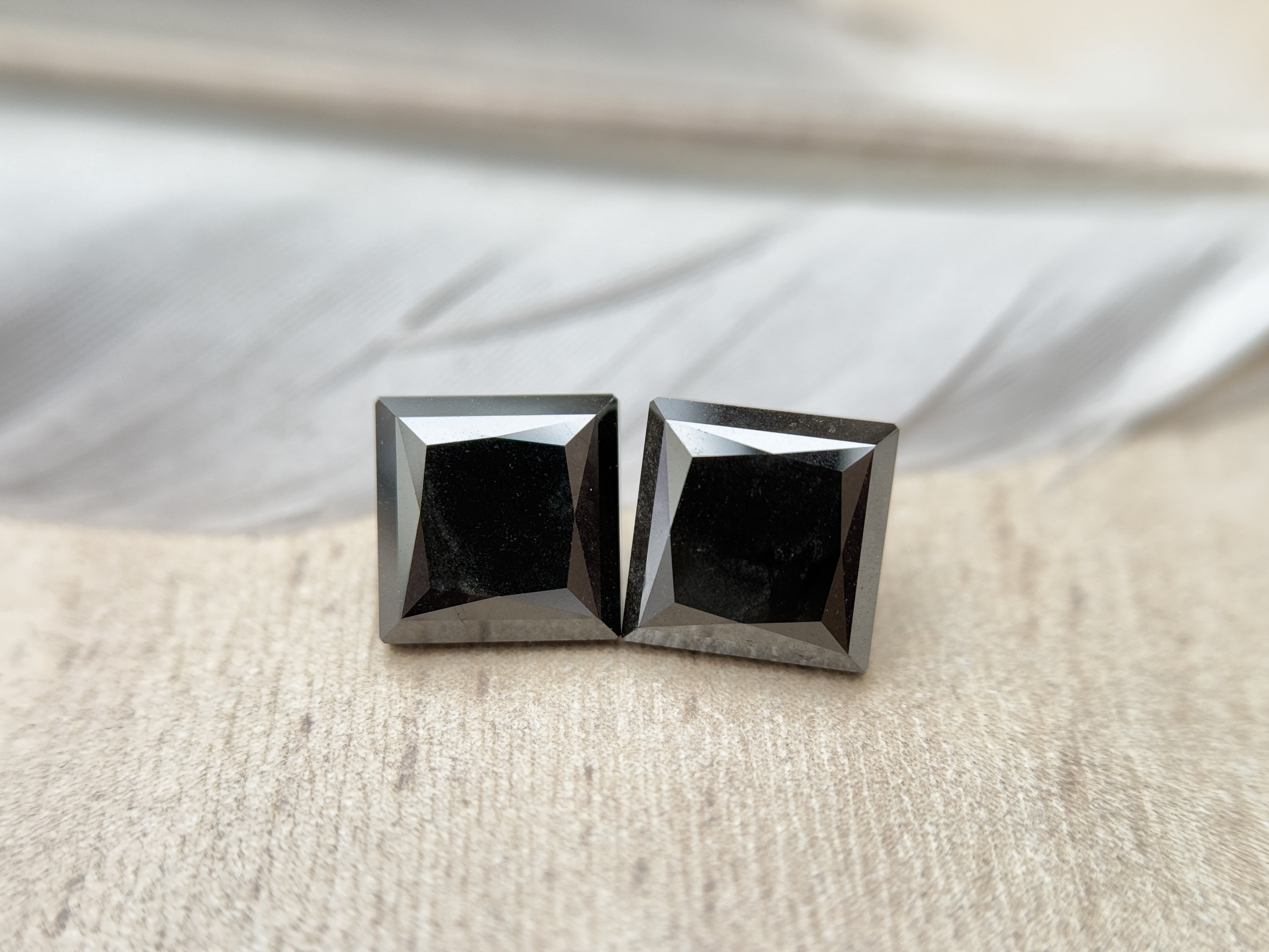 5.00 Ct Square Princess Rose Cut Black Natural Salt and Pepper Diamond