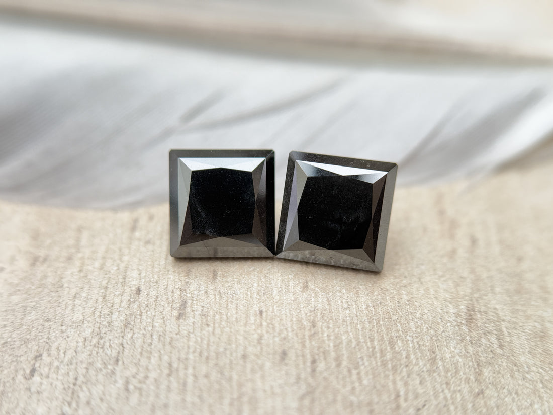 5.00 Ct Square Princess Rose Cut Black Natural Salt and Pepper Diamond