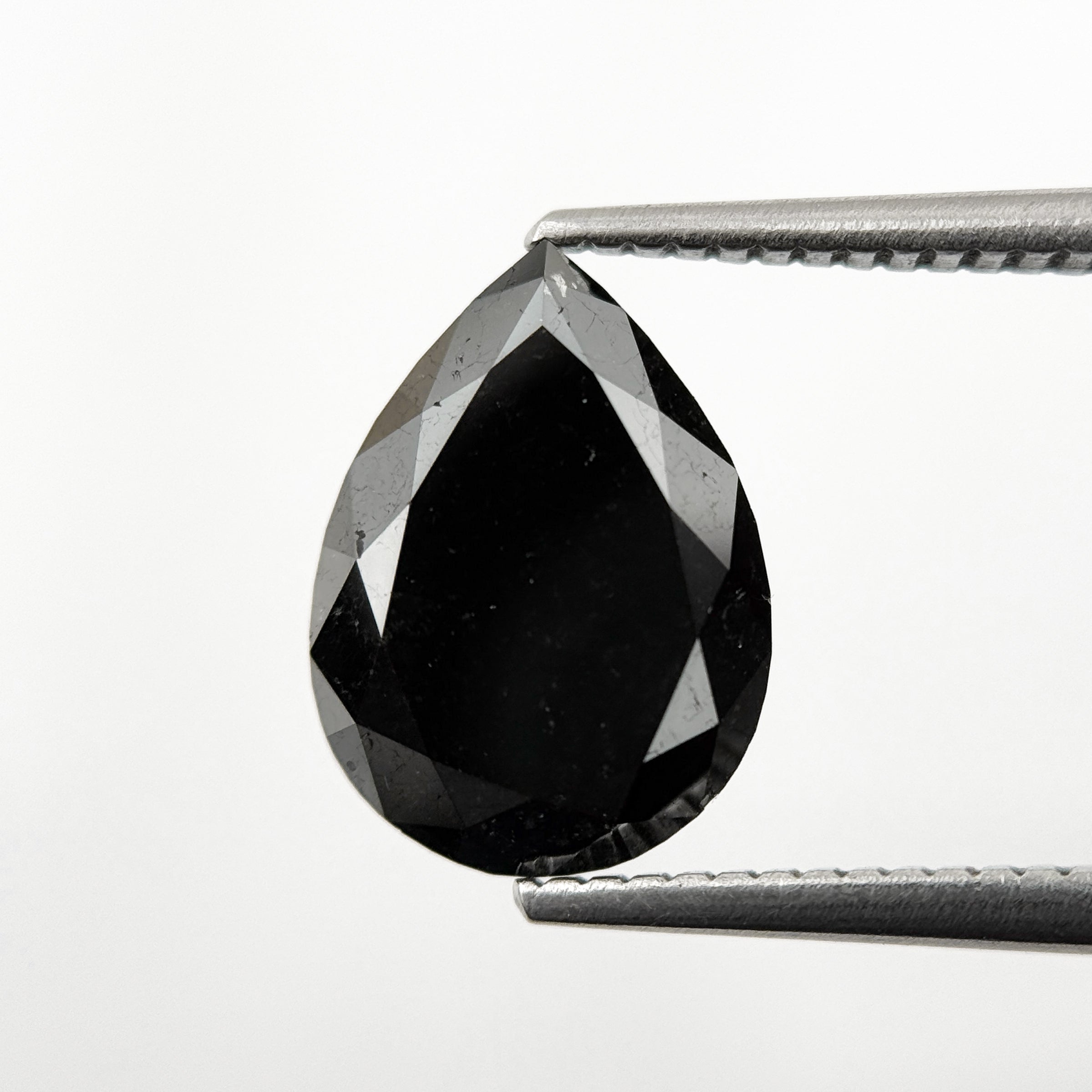 3.69 Ct Pear Rose Cut Black Natural Minimalist Diamond