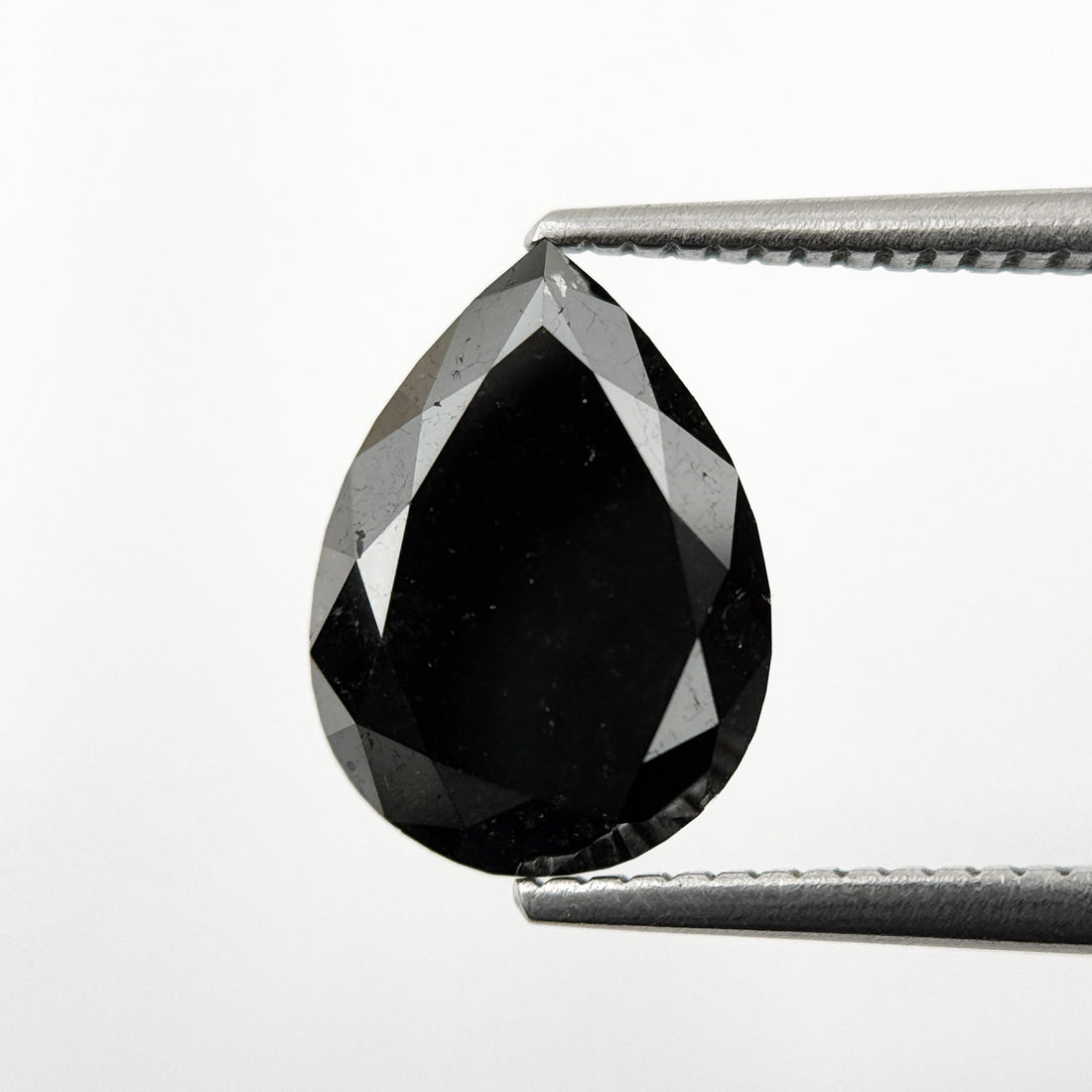3.69 Ct Pear Rose Cut Black Natural Minimalist Diamond