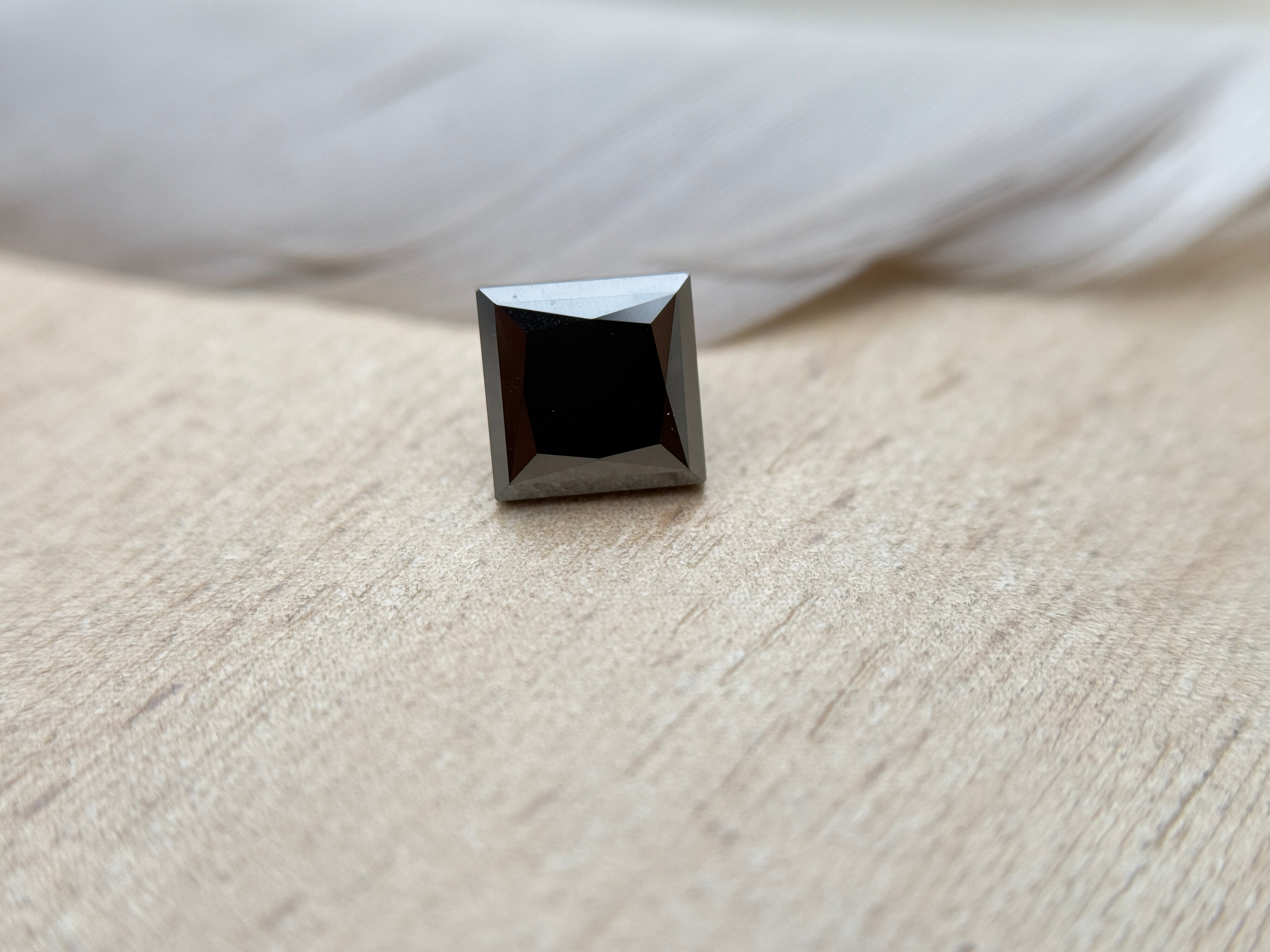1.63 Ct Square Princess Rose Cut Black Natural Salt and Pepper Diamond